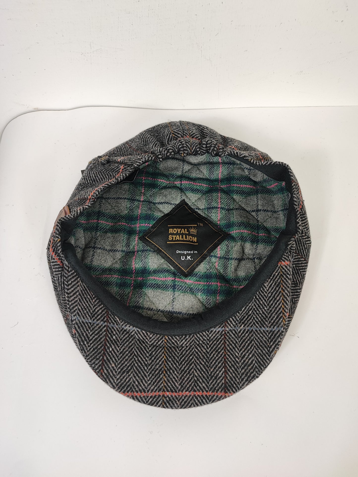 Coppola nuova inglese in lana in tweed grigia a otto spicchi stile Peaky Blinders