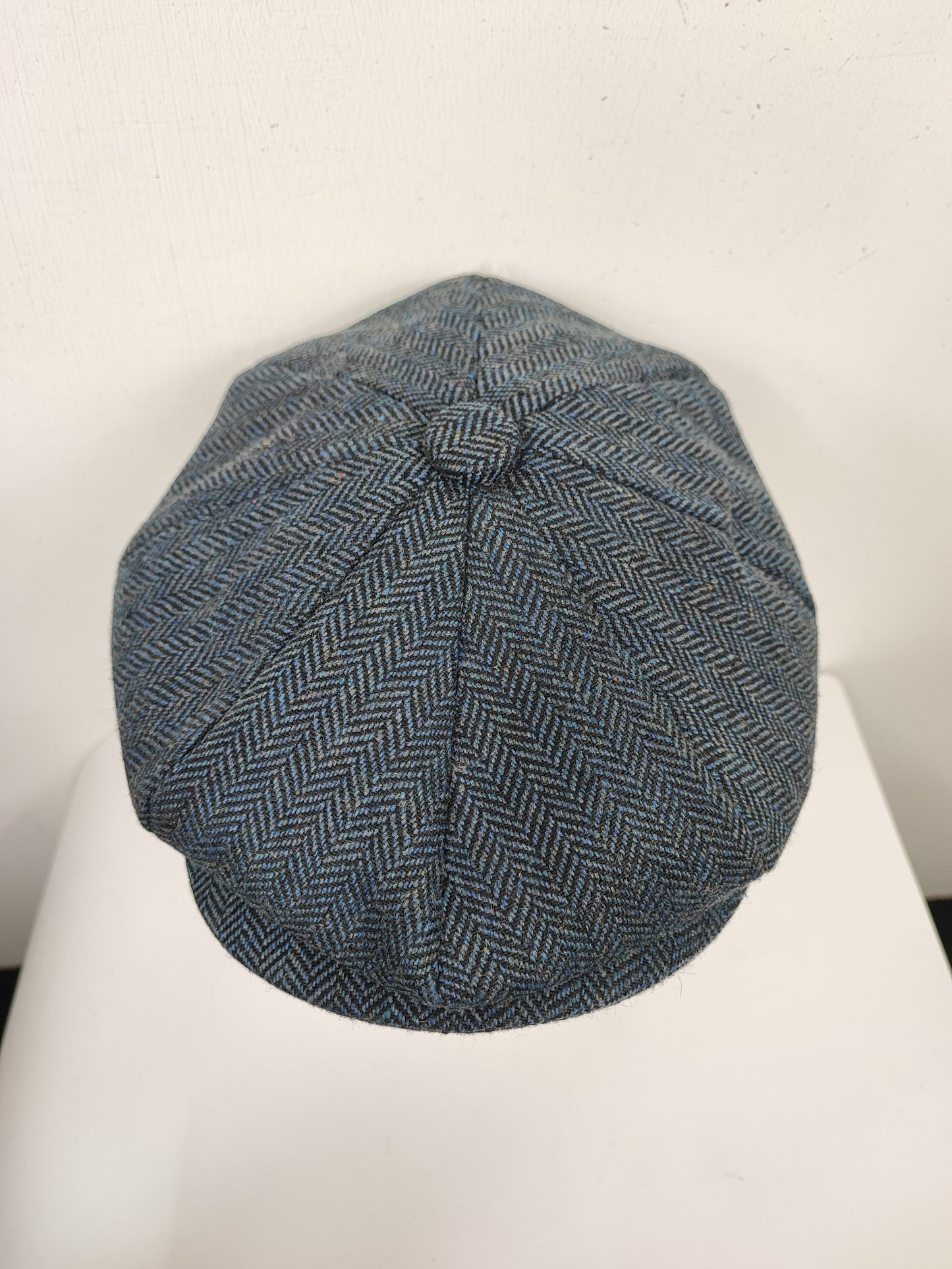 Coppola nuova in lana blu a spina di pesce inglese a otto spicchi stile Peaky Blinders