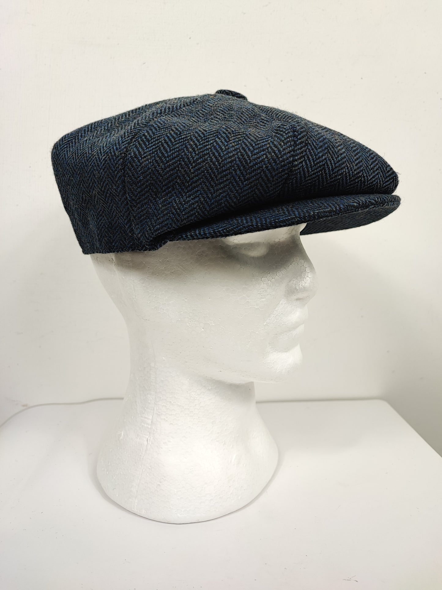 Coppola nuova in lana blu a spina di pesce inglese a otto spicchi stile Peaky Blinders