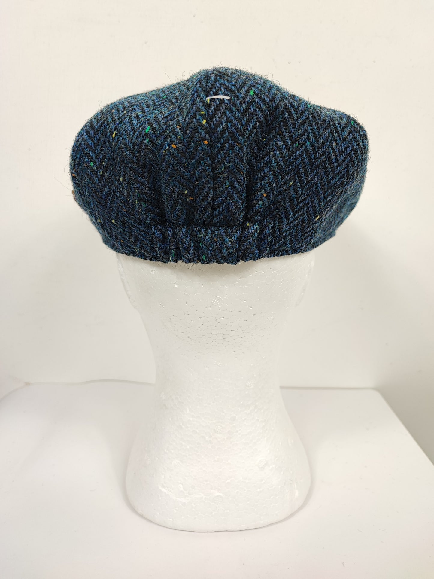Coppola nuova inglese in lana a spina di pesce blu a otto spicchi stile Peaky Blinders