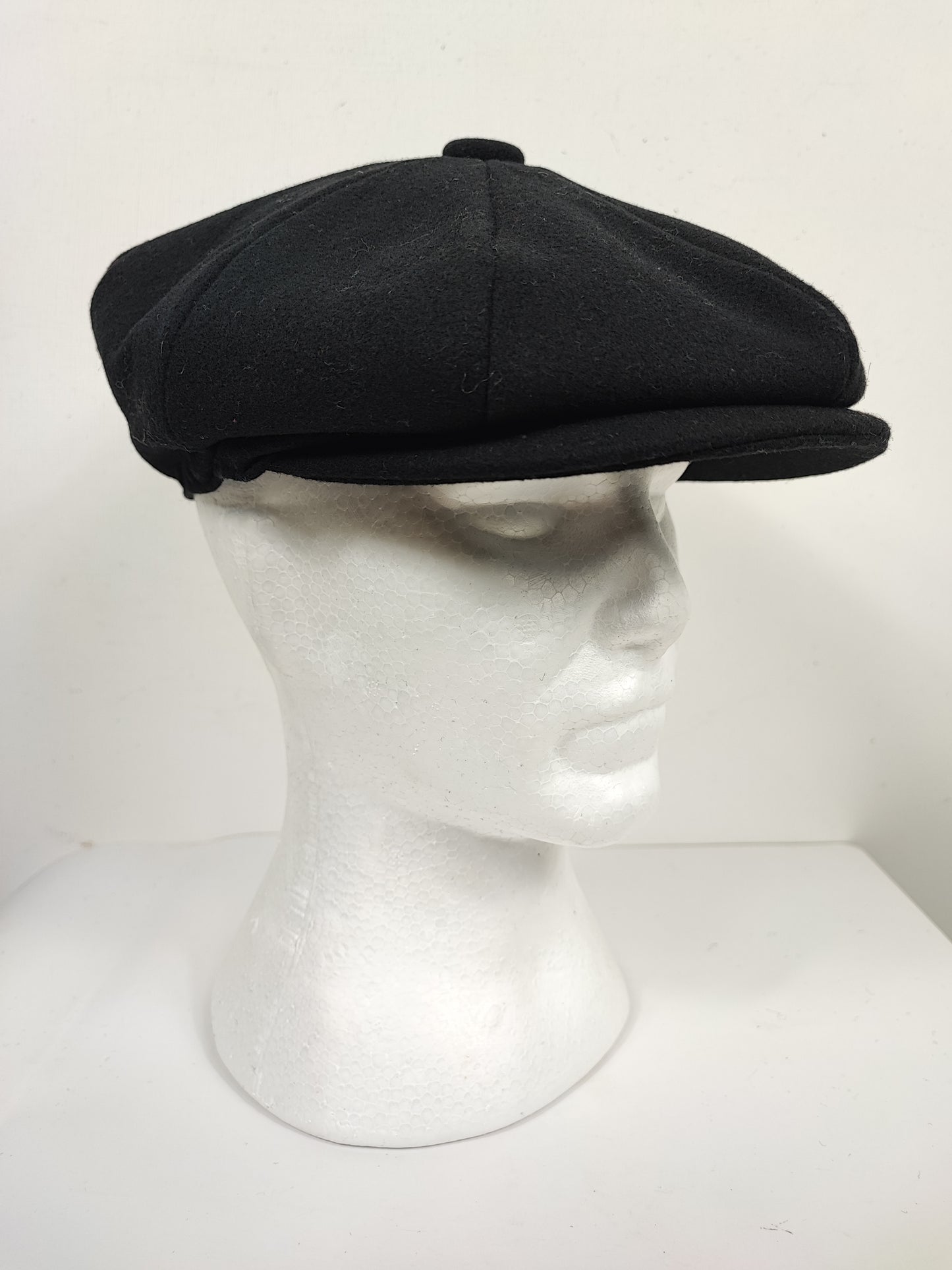 Coppola nuova nera inglese a otto spicchi in lana stile Peaky Blinders