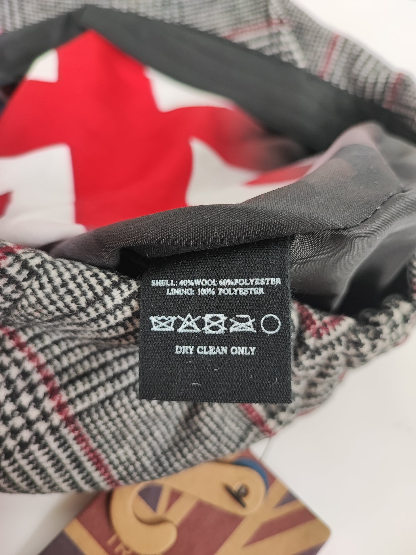 Coppola nuova inglese in lana grigia a fantasia con union jack - New English Grey Wool Flat cap One size