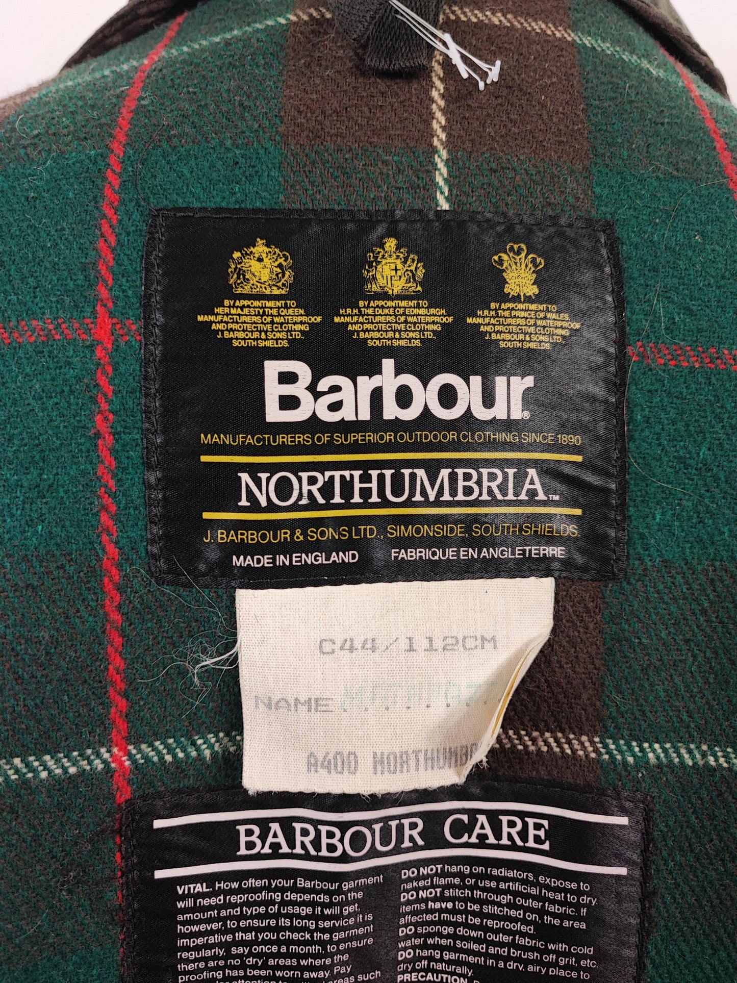 Giacca Barbour Vintage Northumbria C44/112cm-Man Green Vintage Northumbria Jacket size l/xl