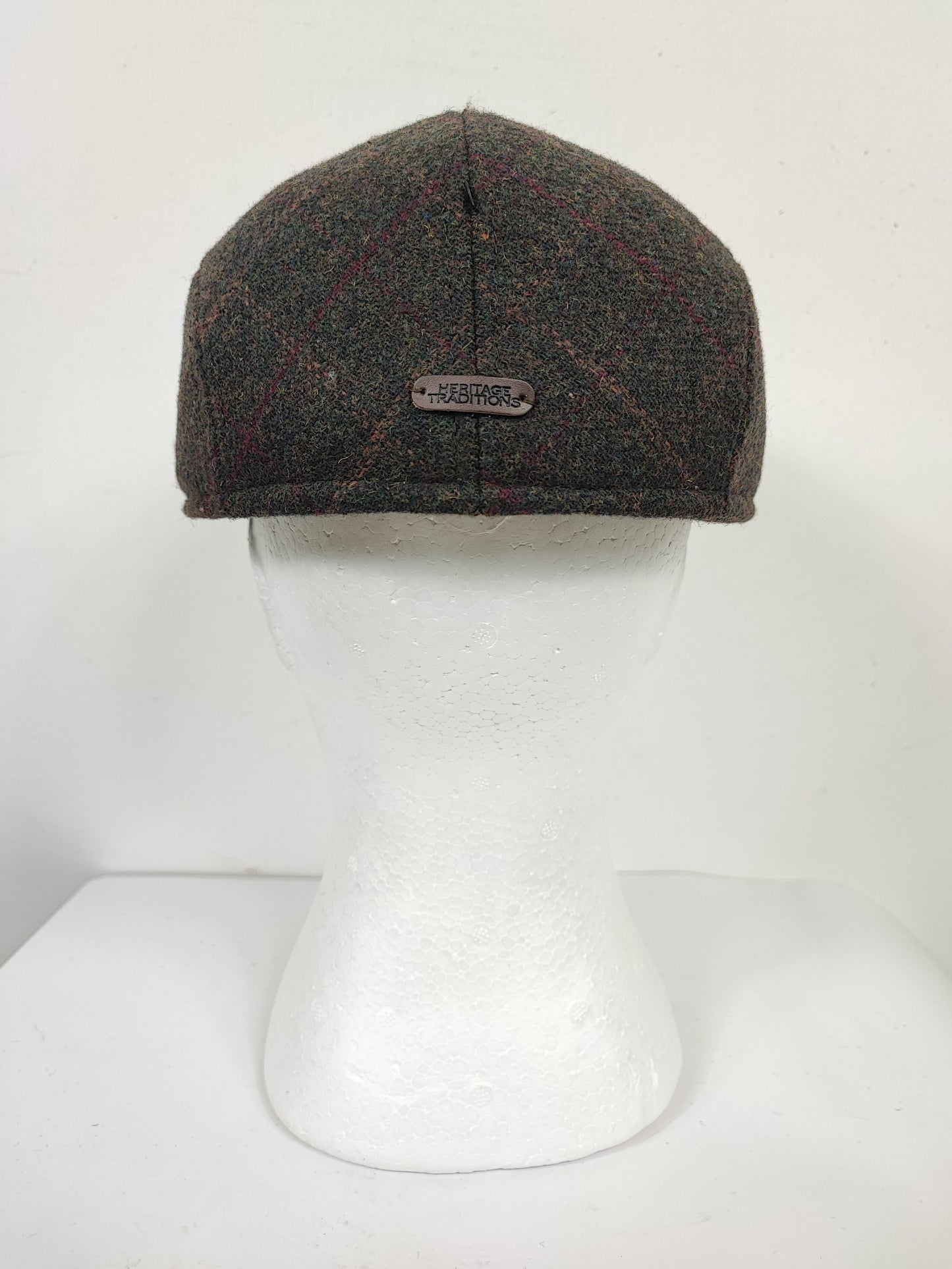 Coppola in lana verde scuro tweed con paraorecchie - Green Tweed Ear Flat Cap