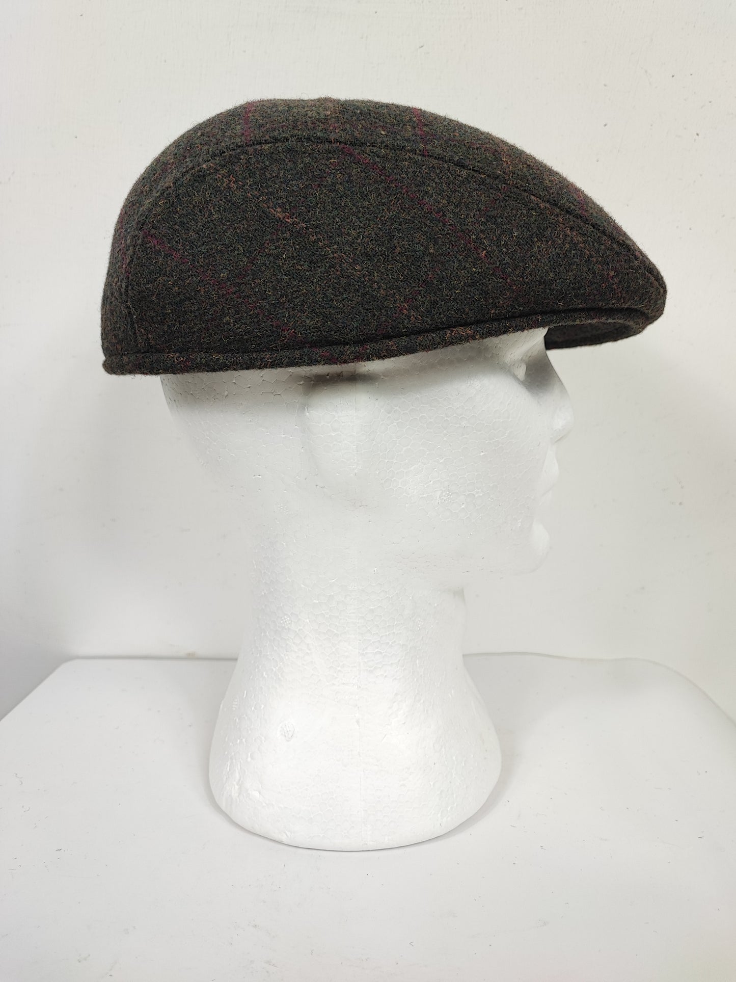 Coppola in lana verde scuro tweed con paraorecchie - Green Tweed Ear Flat Cap