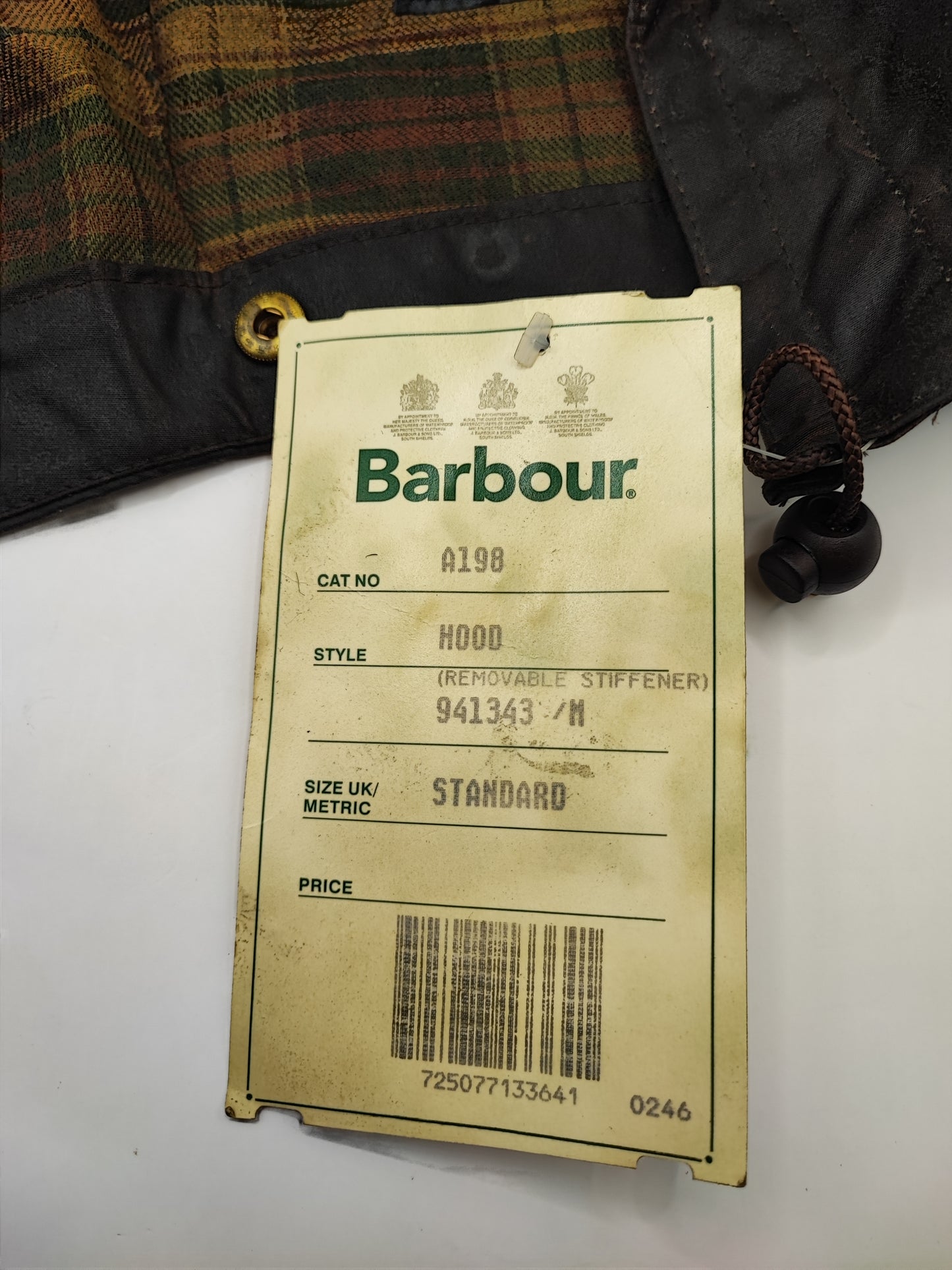 Cappuccio Barbour vintage marrone Taglia Unica - Brown Vintage Waxed Hood A198
