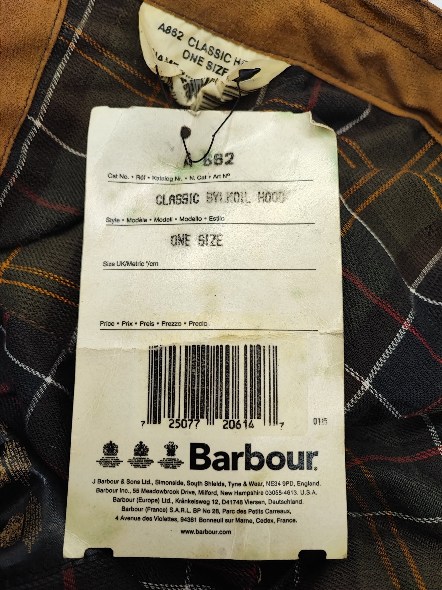 Cappuccio Barbour vintage beige A862 - Sandstone Waxed Hood A862