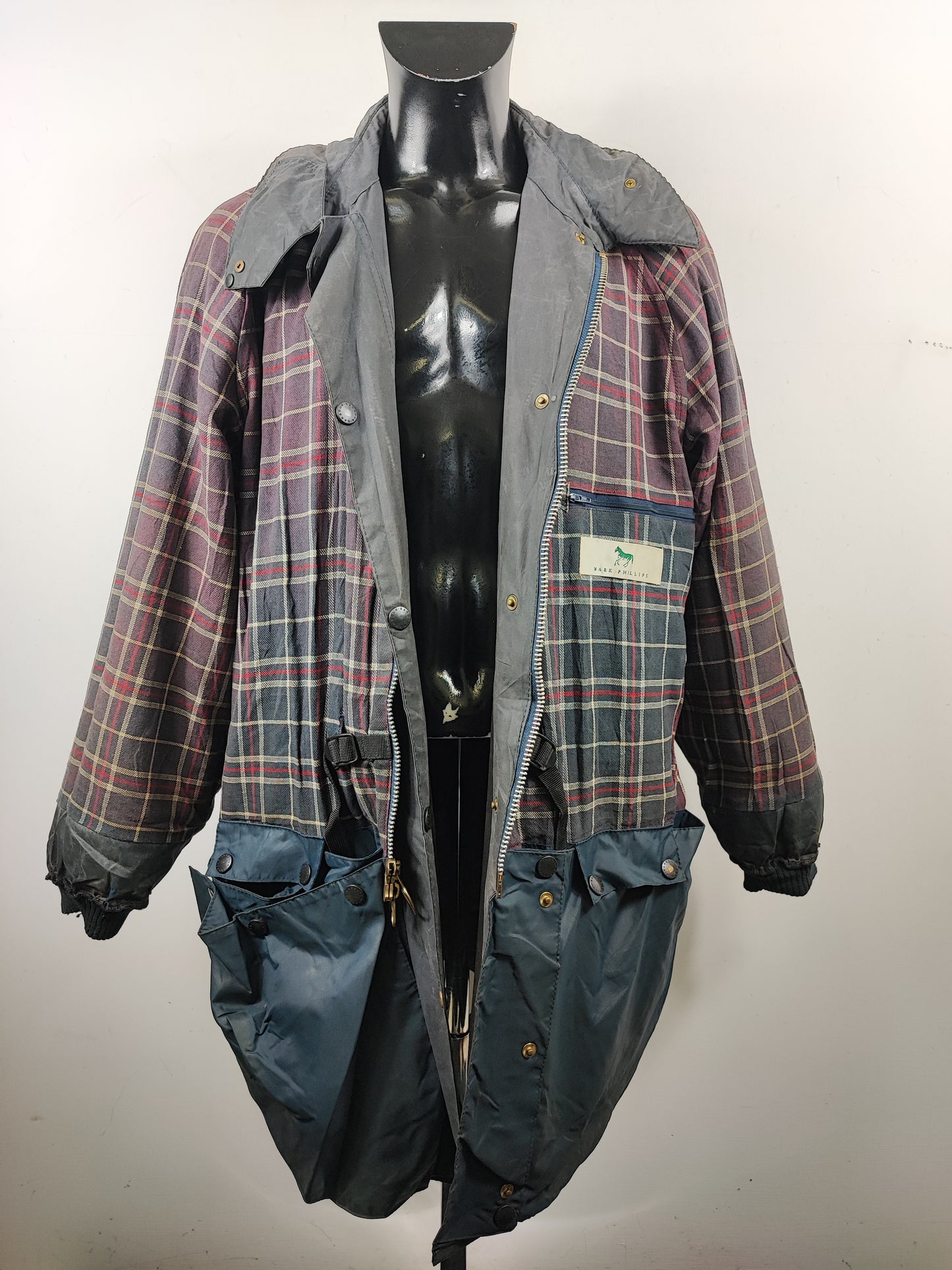 RARO Barbour Giacca Mark Phillips XL blu - Man Navy Wax Vintage Coat Size XLarge