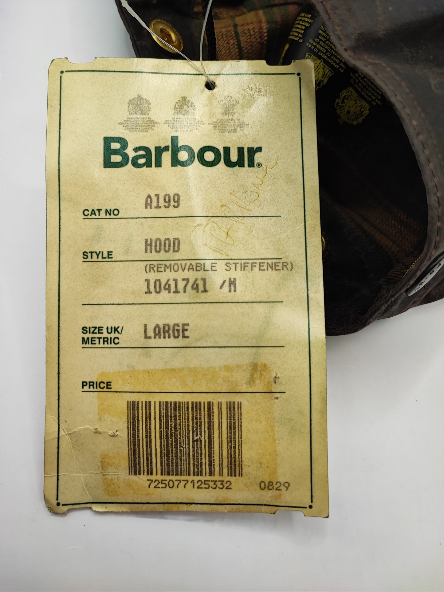 Cappuccio Barbour vintage marrone Taglia Unica - Brown Vintage Waxed Hood A199
