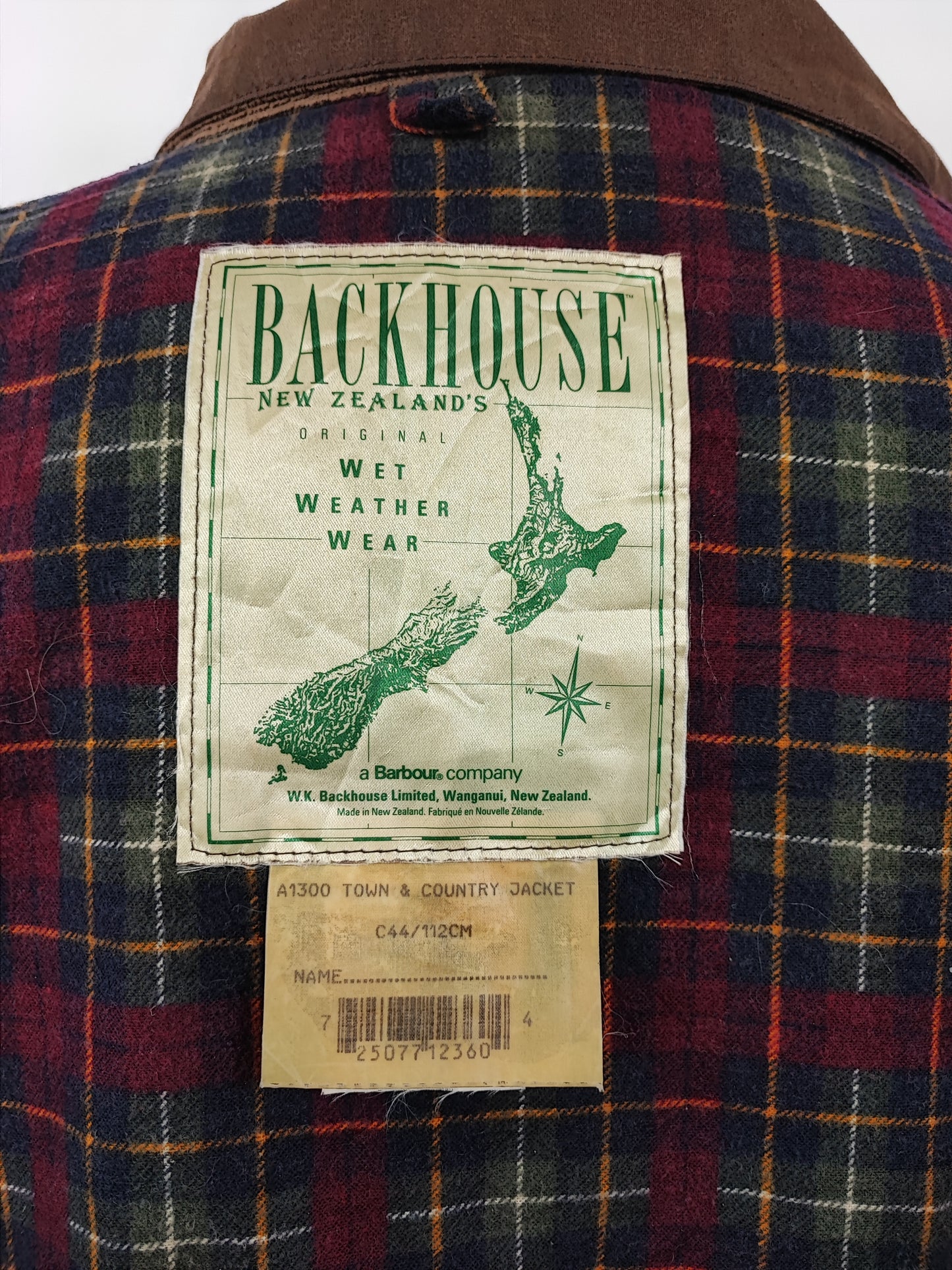 RARO Barbour Backhouse marrone C44/112 cm Man Riding Brown Wax Jacket size XLarge