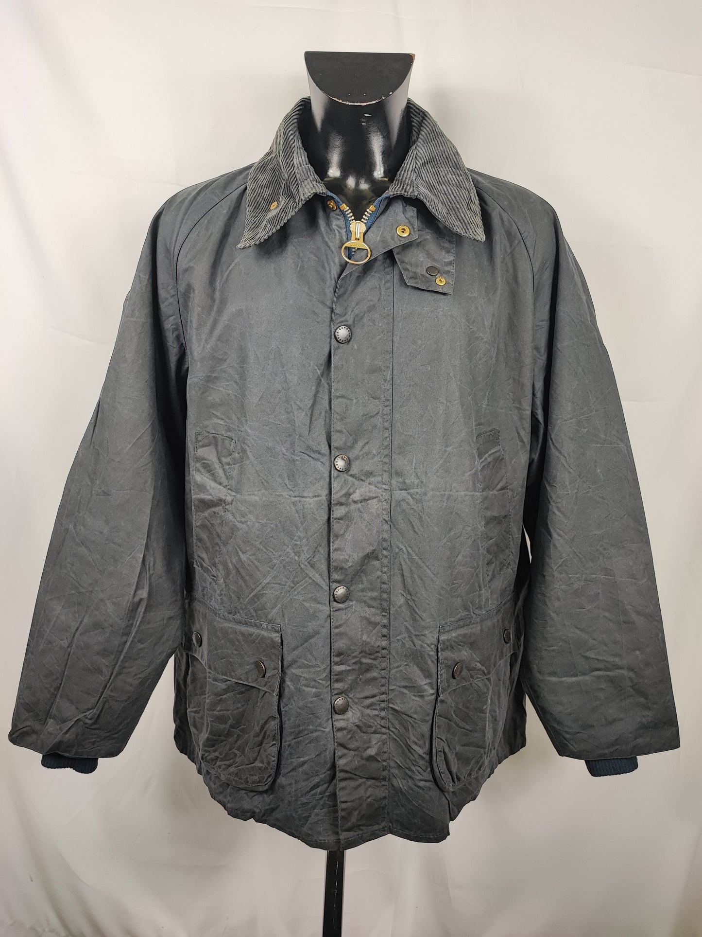 Barbour Giacca Bedale Uomo Vintage Blu C48/122cm Bedale Navy waxed jacket Size XL