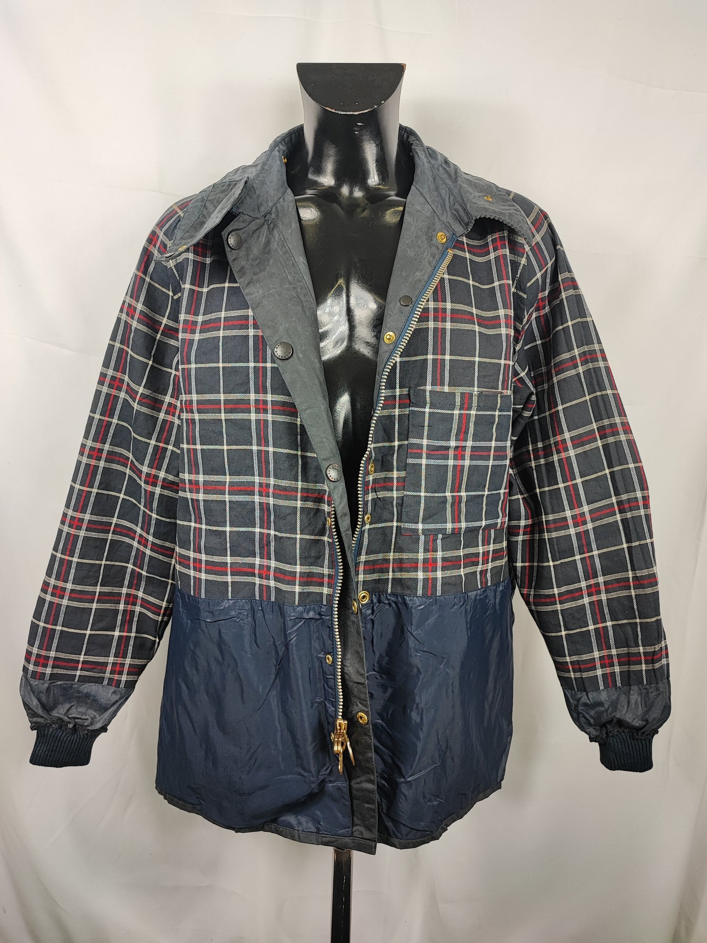Barbour Giacca Bedale Uomo Vintage Blu C48/122cm Bedale Navy waxed jacket Size XL