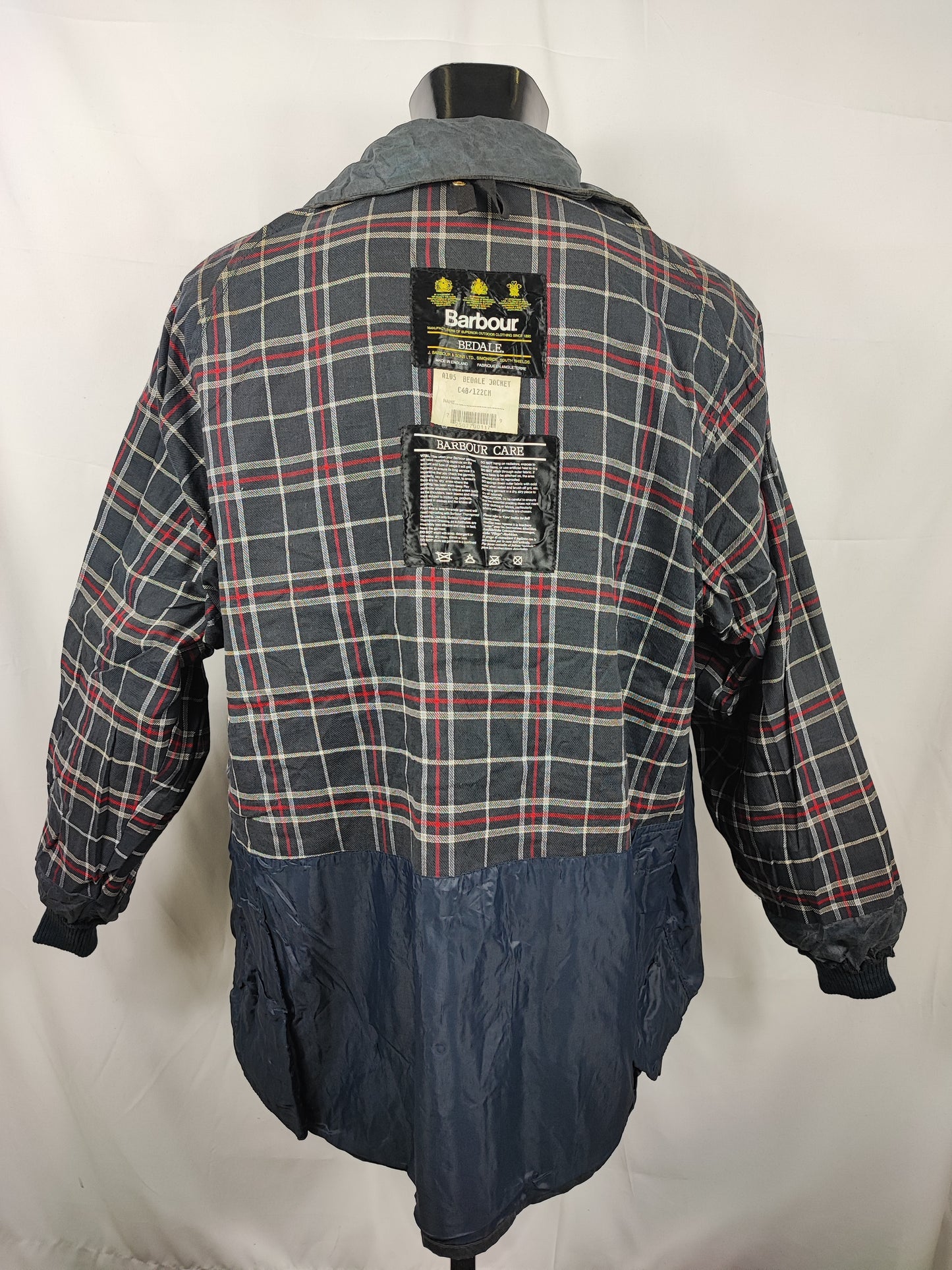 Barbour Giacca Bedale Uomo Vintage Blu C48/122cm Bedale Navy waxed jacket Size XL
