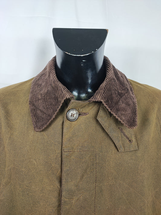 RARO Barbour Cappotto Vintage verde XL Original 3/4 Olive waxed coat Size XLarge