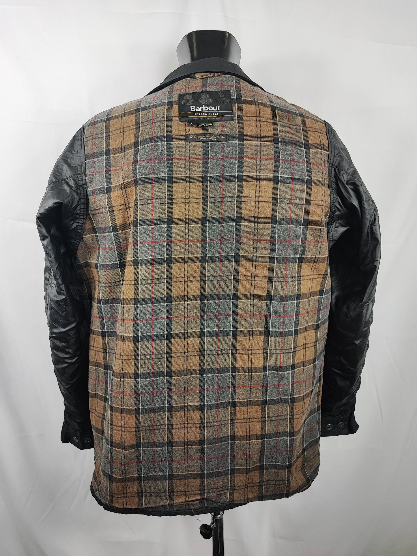 Barbour International Uomo Nero Slim Large Man Black Motorcycle waxed Jacket Size Large