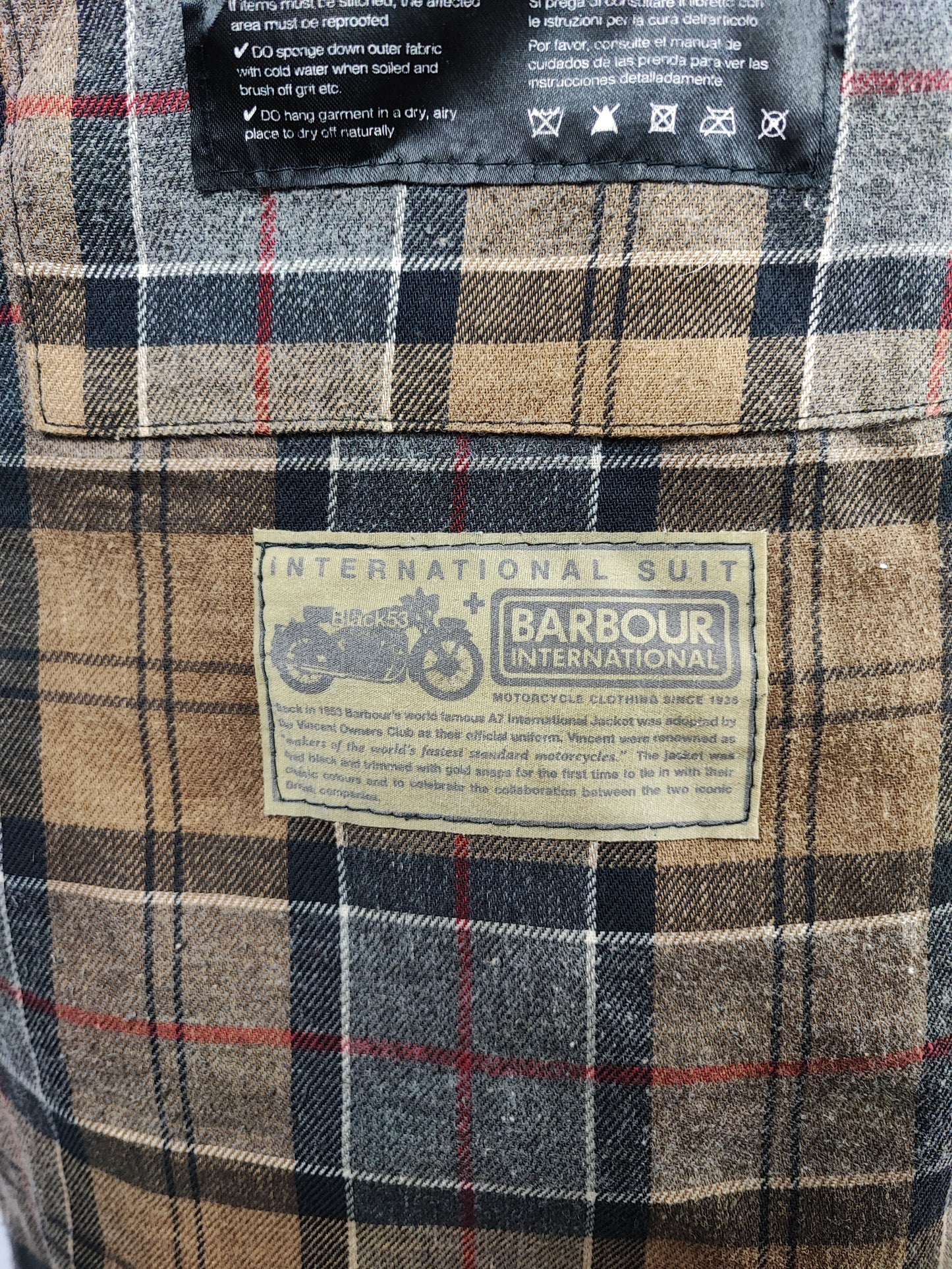 Barbour International Uomo Nero Slim Large Man Black Motorcycle waxed Jacket Size Large