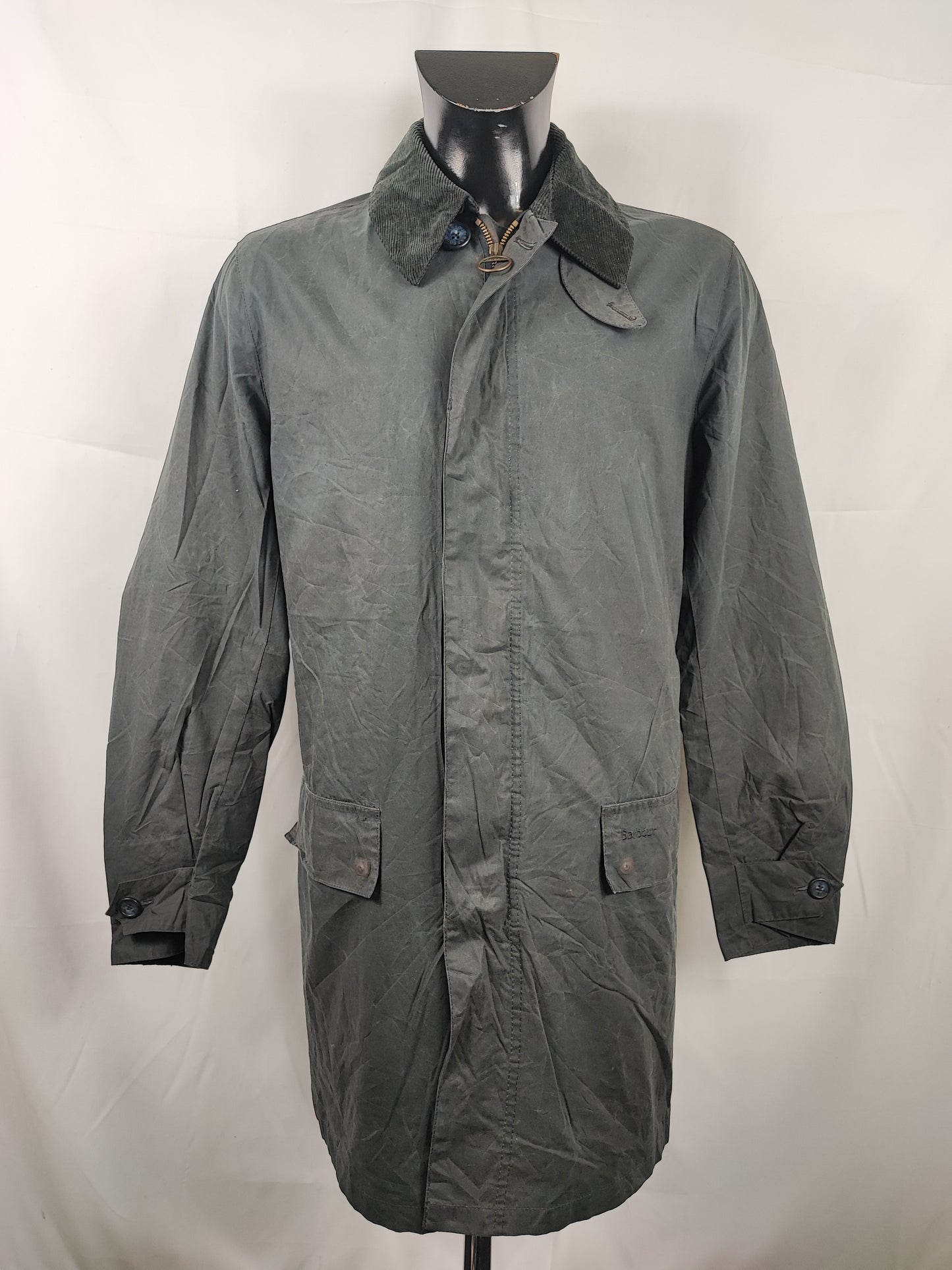 Trench Barbour uomo Greeves blu leggero M- Man Navy Wax Greeves trench size Medium