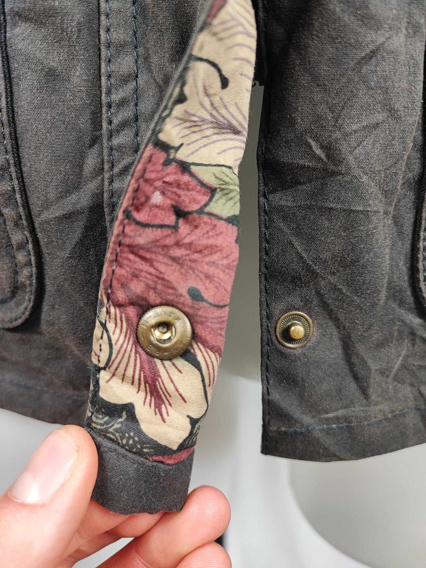 Barbour Morris da donna cerato Nero Small Uk10 - Lady Black Wax Ruskin Morris Jacket size Uk10 Small