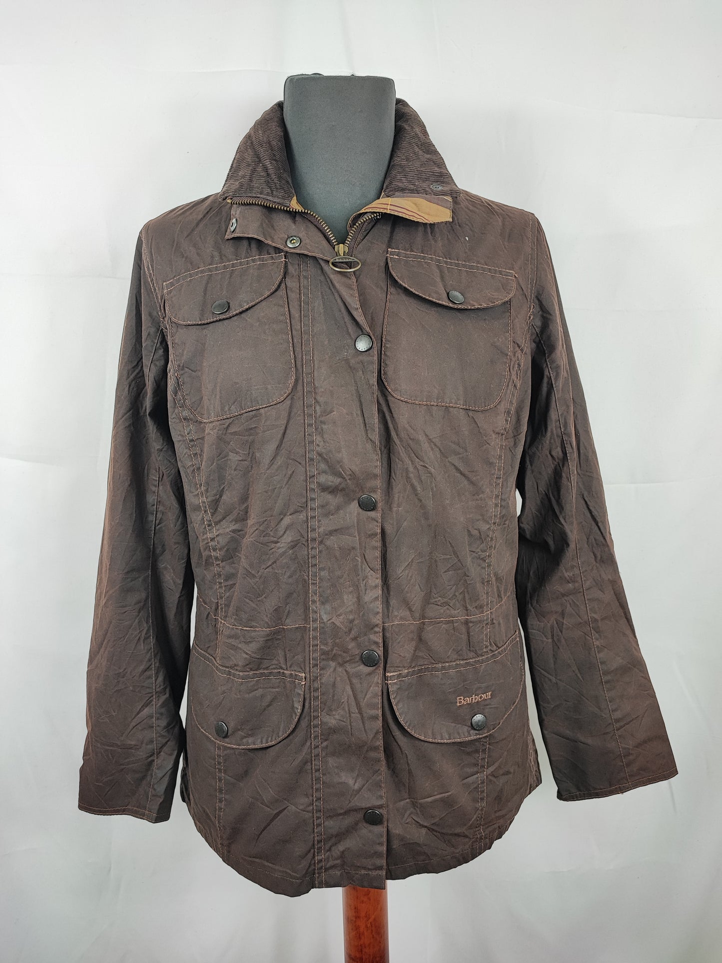Giacca Barbour marrone cerata da donna Small Uk10 Lady brown Lighweight Sapper Jacket 10
