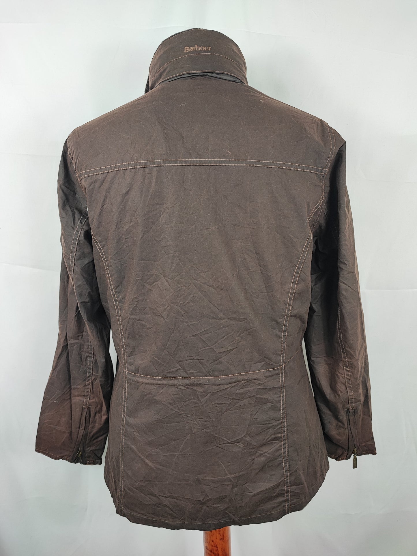 Giacca Barbour marrone cerata da donna Small Uk10 Lady brown Lighweight Sapper Jacket 10