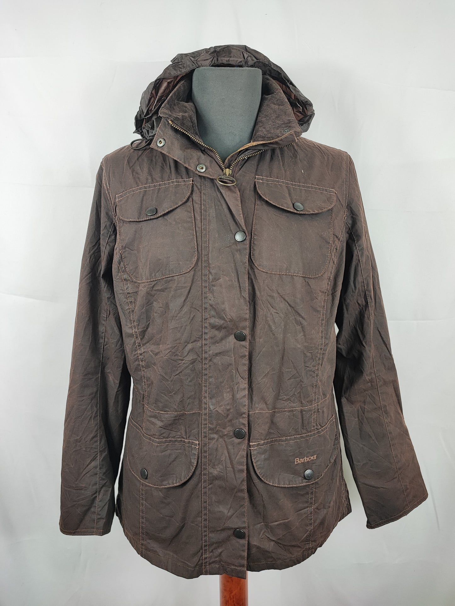 Giacca Barbour marrone cerata da donna Small Uk10 Lady brown Lighweight Sapper Jacket 10