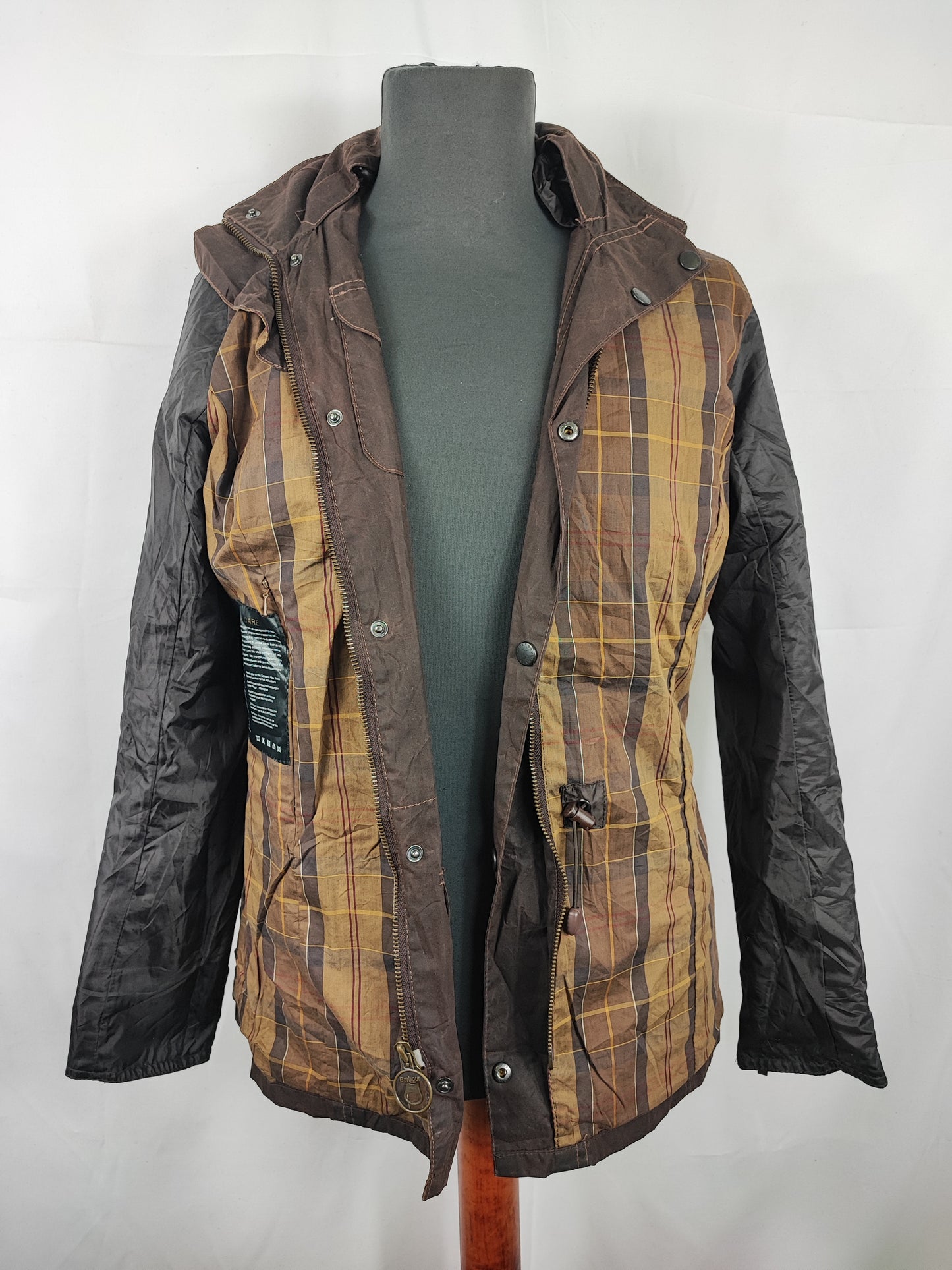 Giacca Barbour marrone cerata da donna Small Uk10 Lady brown Lighweight Sapper Jacket 10