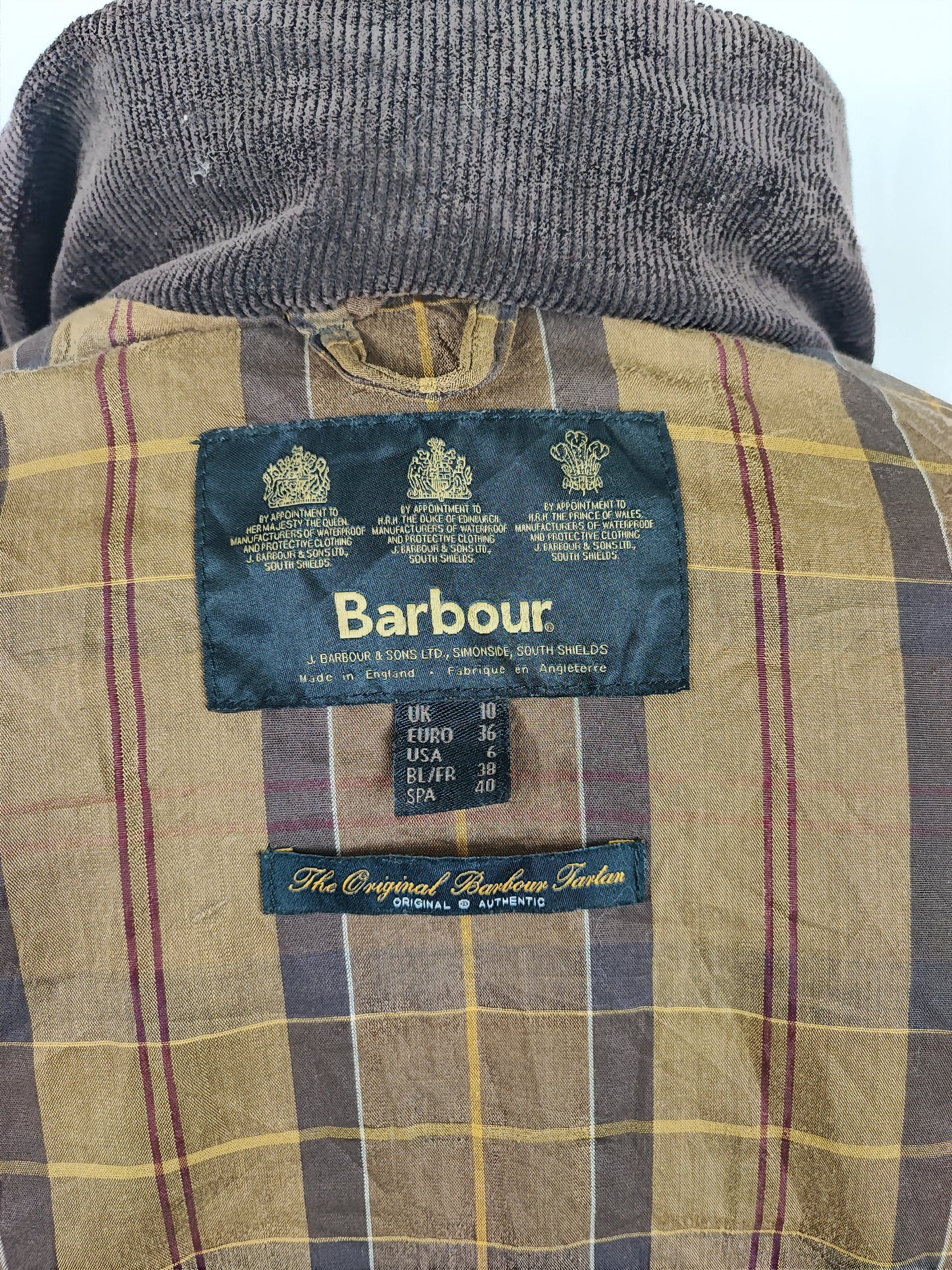 Giacca Barbour marrone cerata da donna Small Uk10 Lady brown Lighweight Sapper Jacket 10