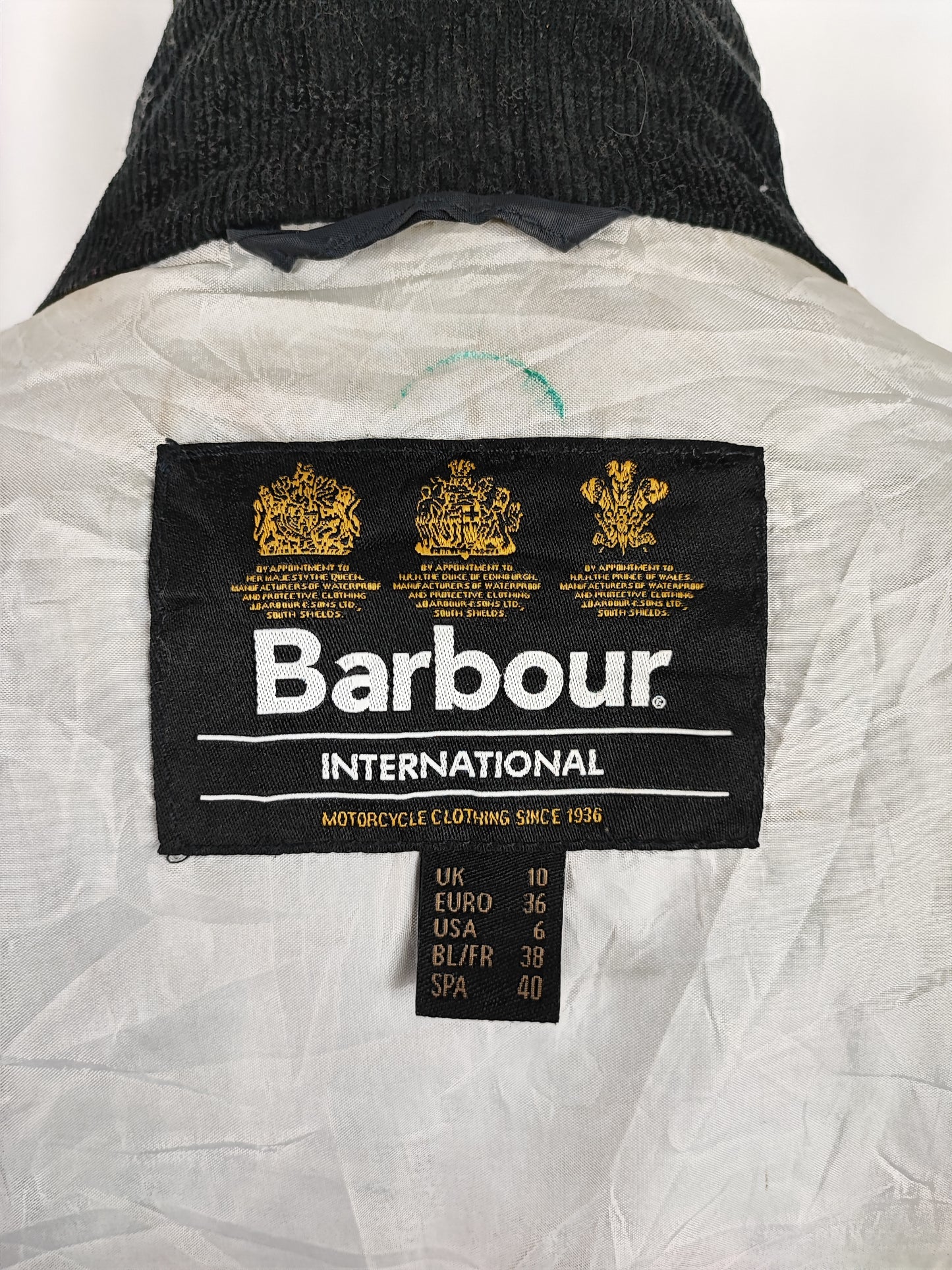 Giacca Barbour International Donna blu Small UK10 -Lady Buxton Navy Jacket size UK10