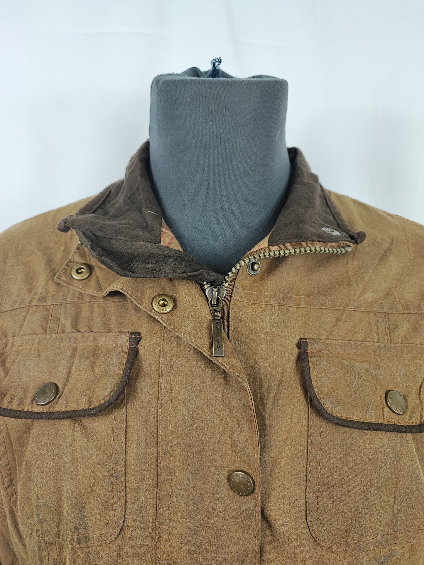 Barbour Giacca corta beige donna cerata Utility Tg. 42/44 Lady Beige Utility wax Jacket uk14