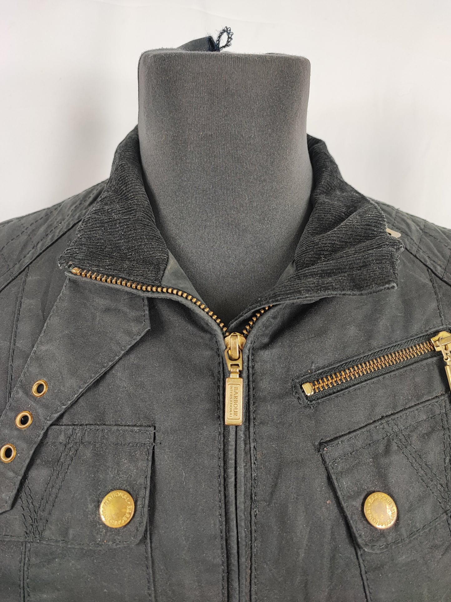 Giacca Barbour nera International cerata da donna Small Uk10 Lady International trail Black uk10