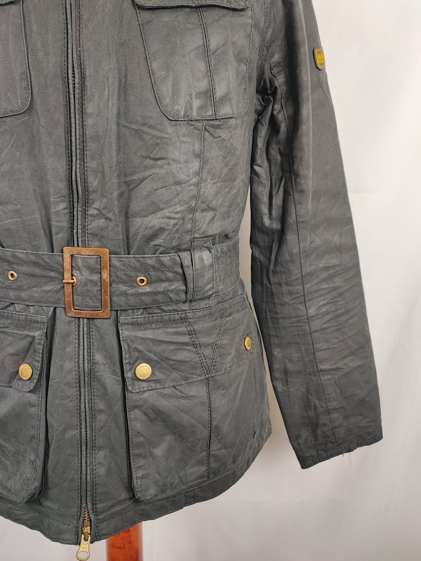 Giacca Barbour nera International cerata da donna Small Uk10 Lady International trail Black uk10