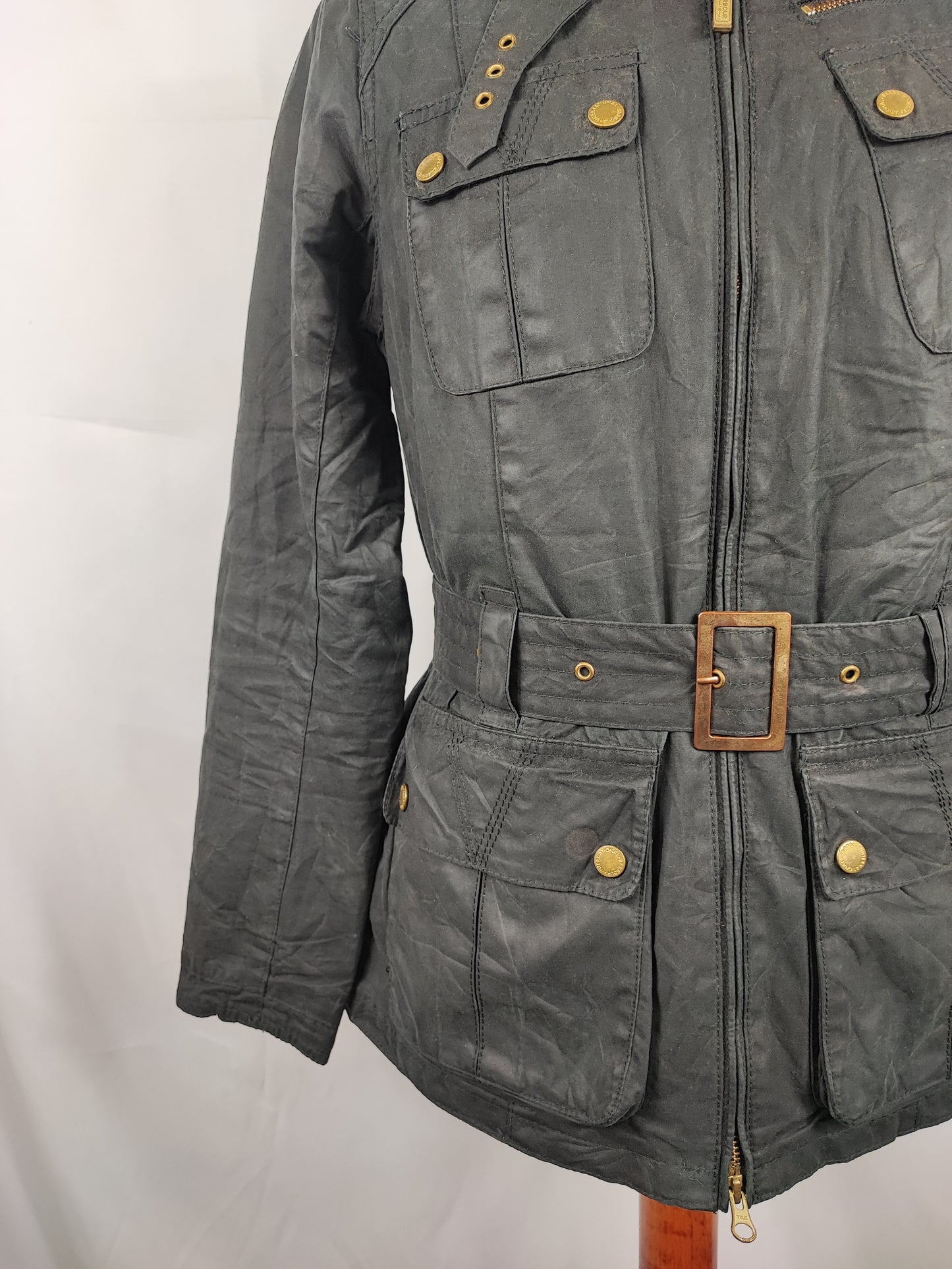 Giacca Barbour nera International cerata da donna Small Uk10 Lady International trail Black uk10