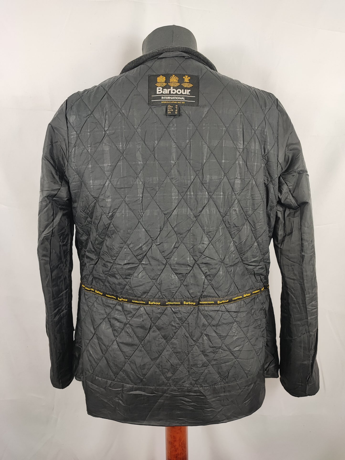 Giacca Barbour nera International cerata da donna Small Uk10 Lady International trail Black uk10