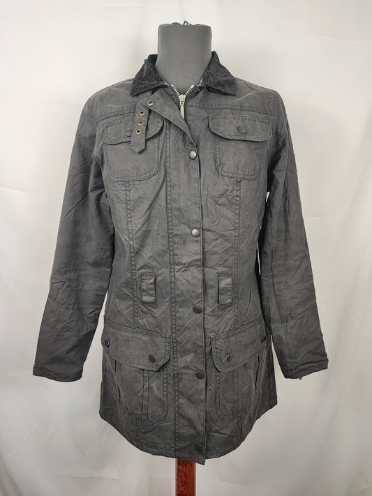 Barbour Giacca nera donna Utility Medium 42 Lady black Utility Mac wax Jacket size uk12