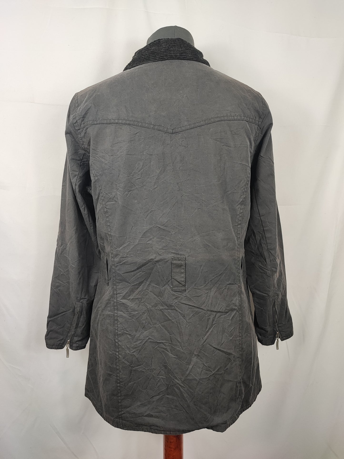 Barbour Giacca nera donna Utility Medium 42 Lady black Utility Mac wax Jacket size uk12