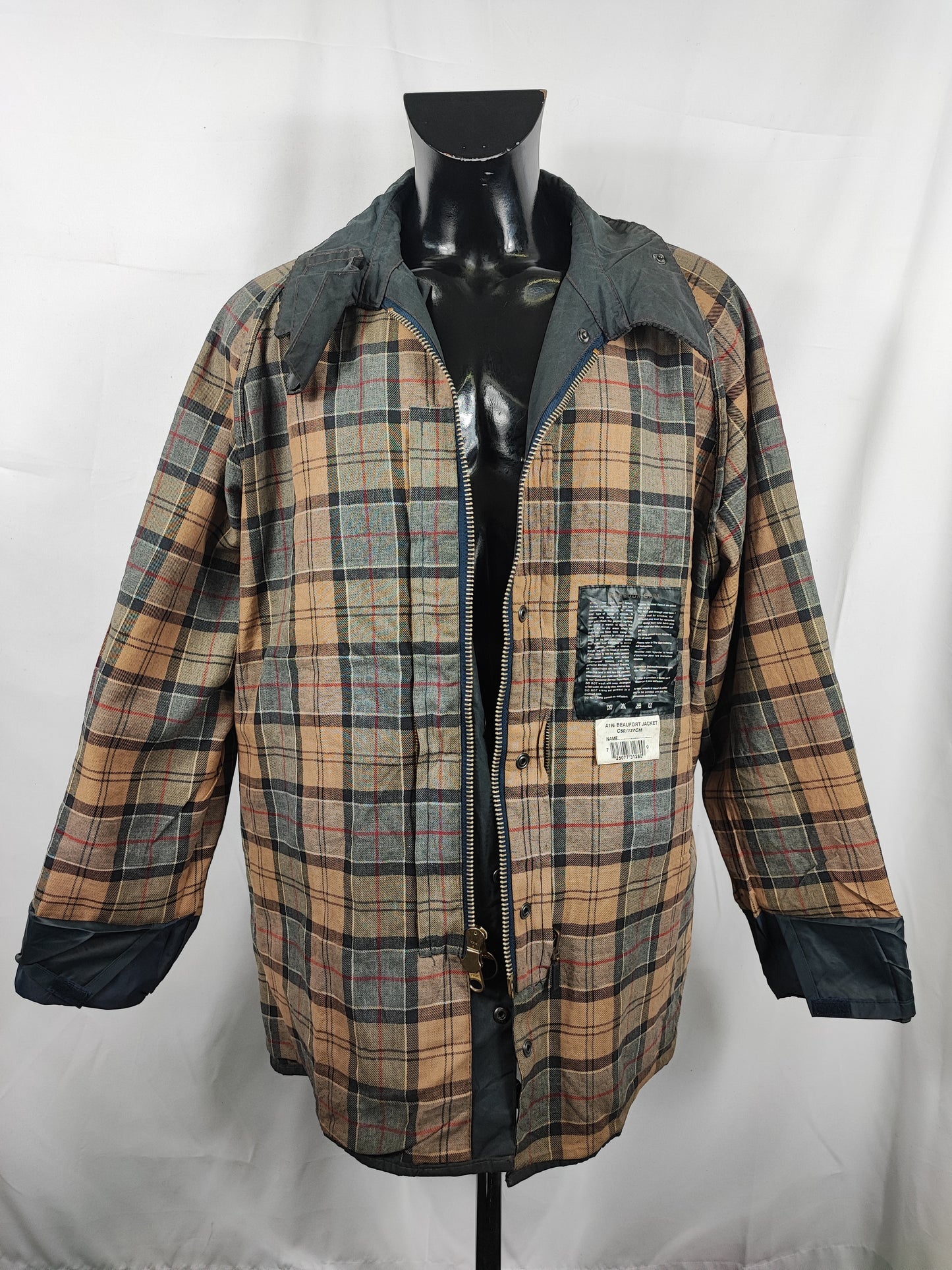 Barbour Giacca Beaufort vintage blu C50/127cm Man Navy Wax Beaufort jacket Size XXL
