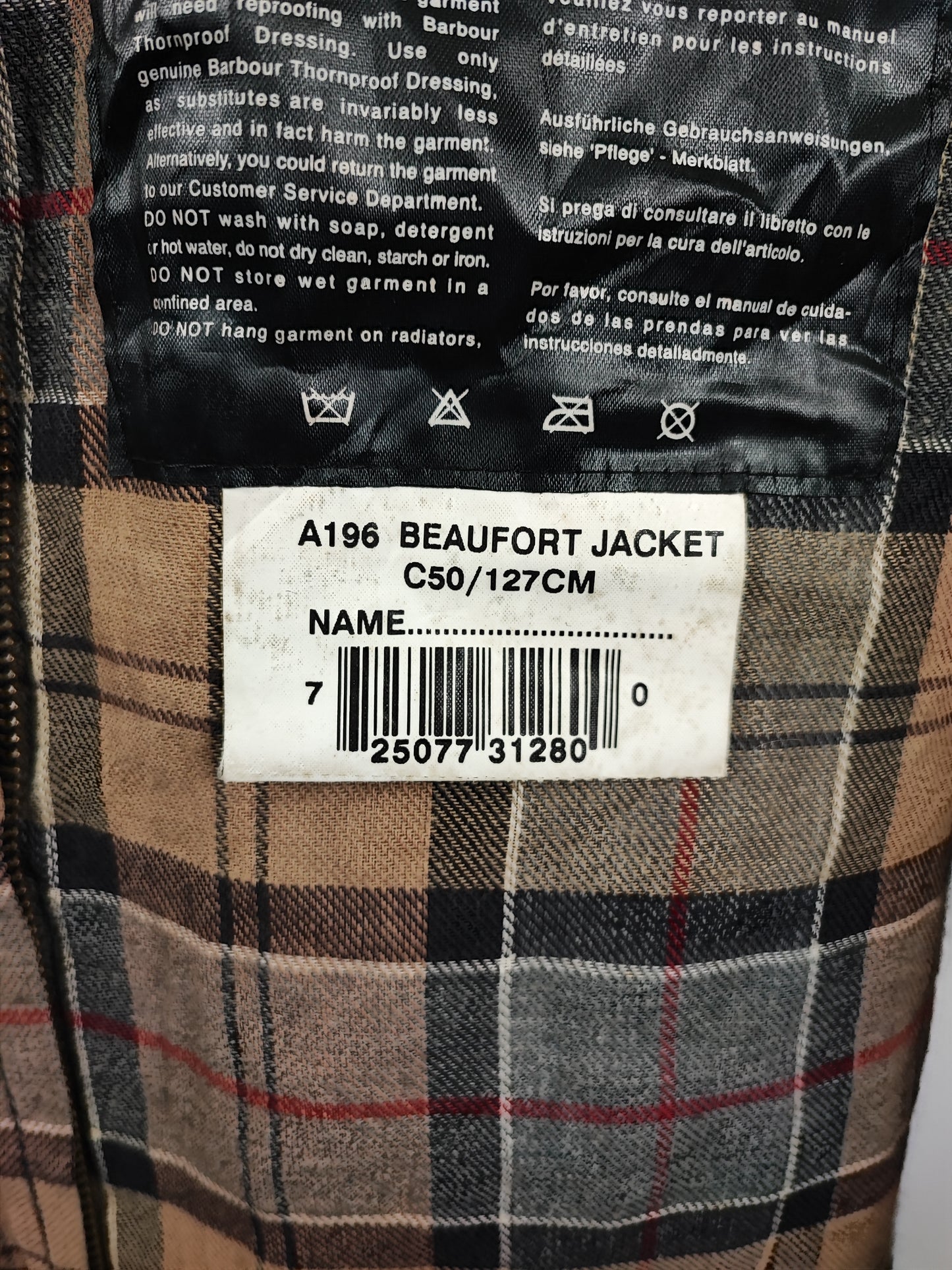 Barbour Giacca Beaufort vintage blu C50/127cm Man Navy Wax Beaufort jacket Size XXL