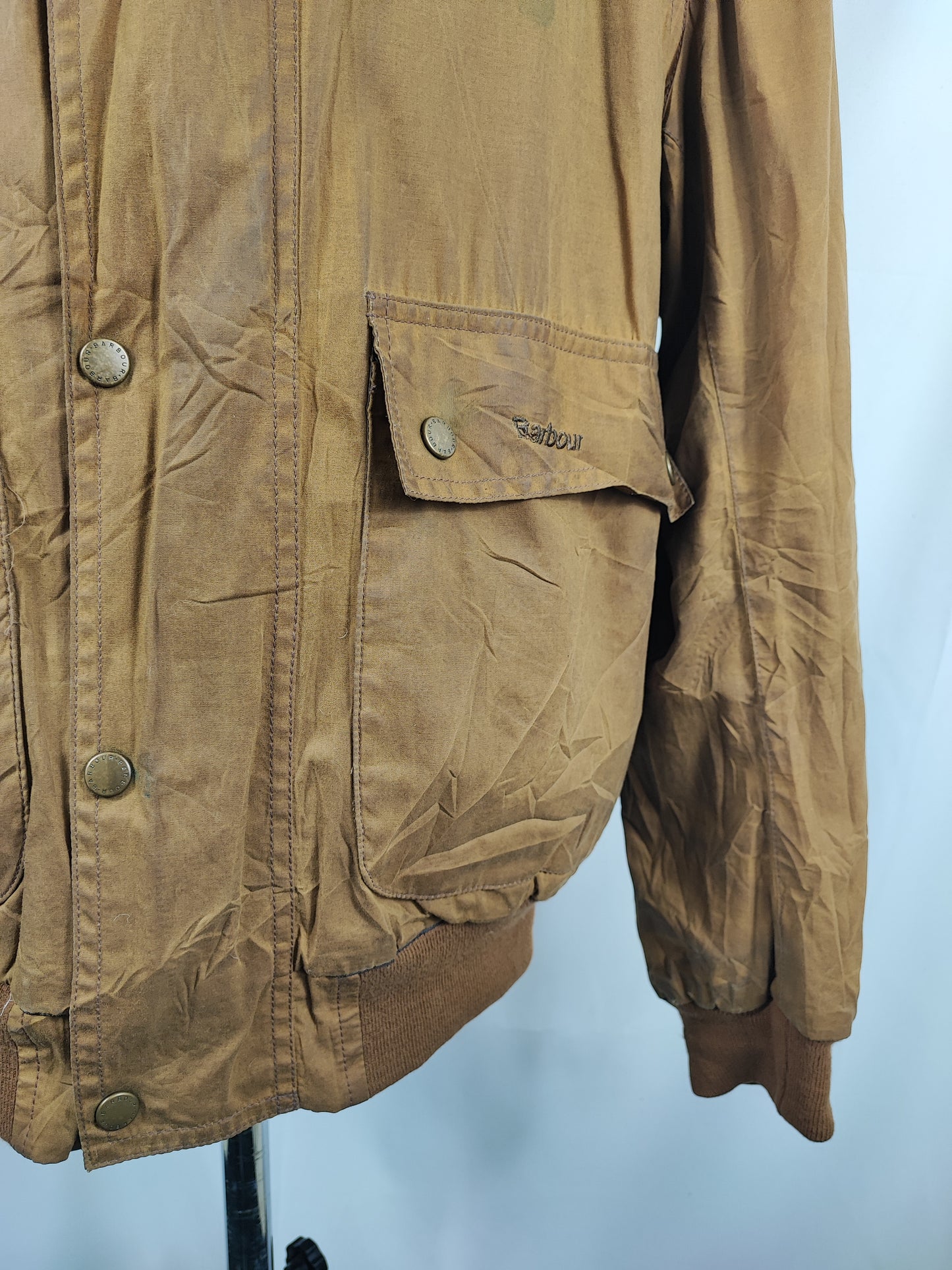 Bomber Barbour cerato leggero Beige Large - Man Sandstone Flyweight Wax flyer Jacket Size L