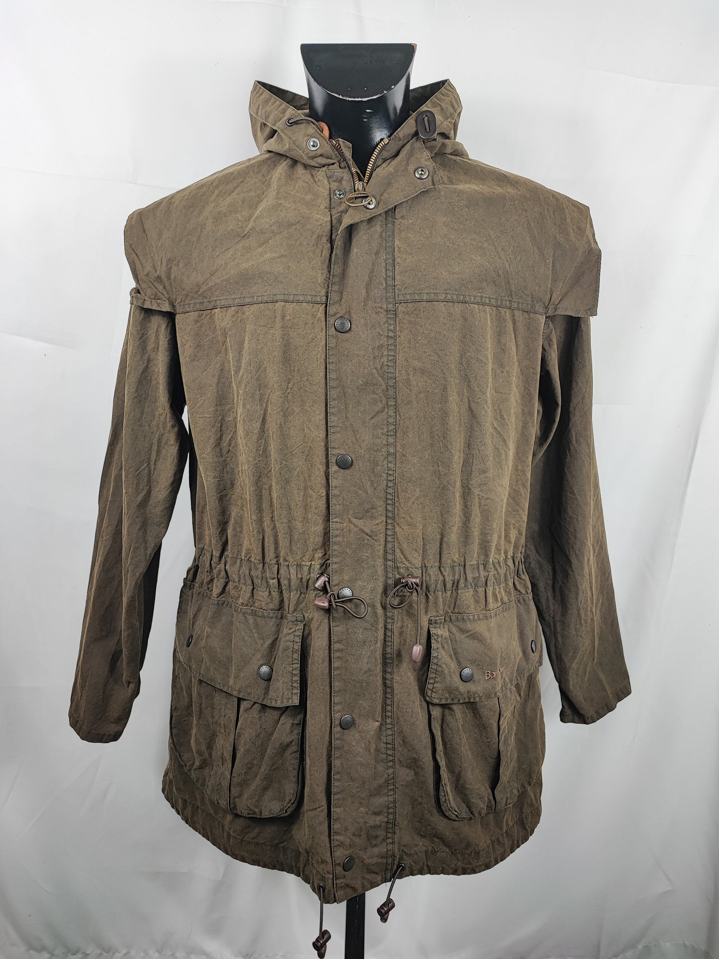 Giacca Barbour verde cerata Con cappuccio Small - Olive Wax Harry jacket with hood size S