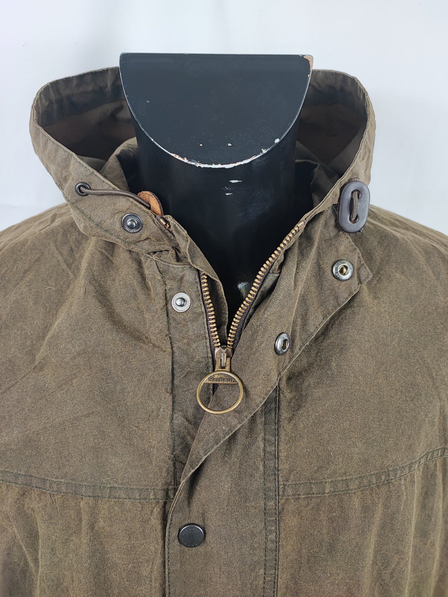 Giacca Barbour verde cerata Con cappuccio Small - Olive Wax Harry jacket with hood size S