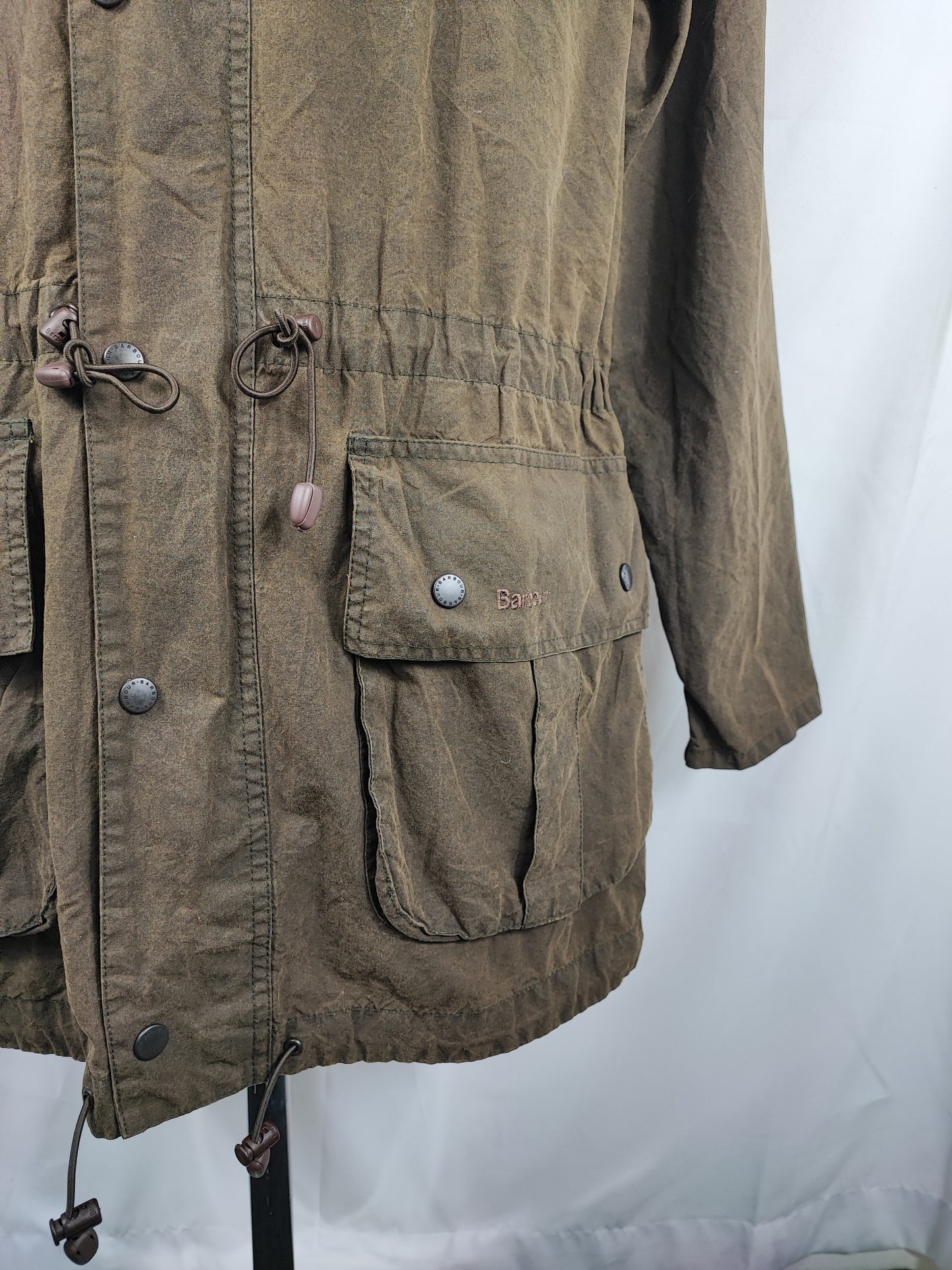 Giacca Barbour verde cerata Con cappuccio Small - Olive Wax Harry jacket with hood size S