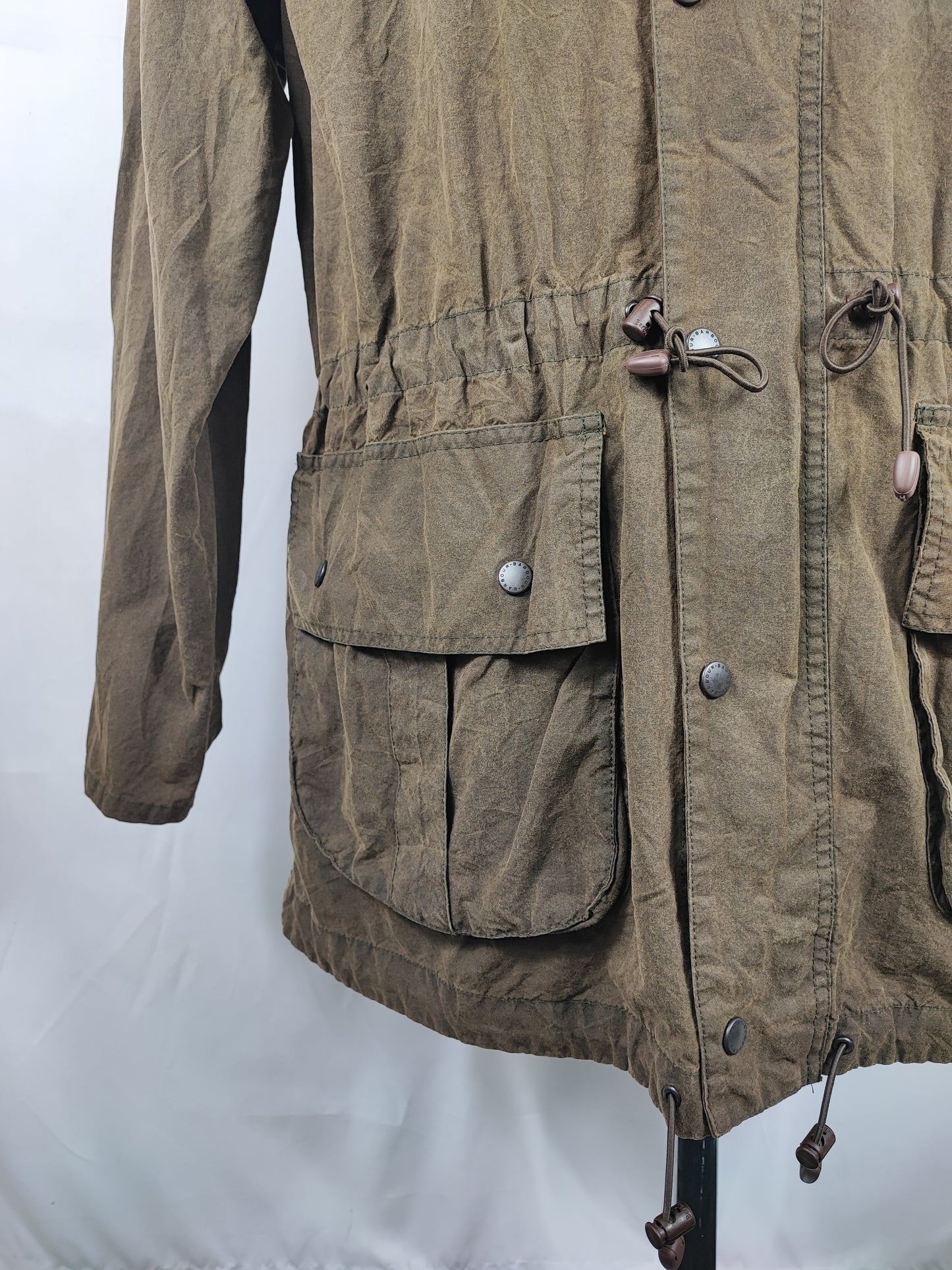 Giacca Barbour verde cerata Con cappuccio Small - Olive Wax Harry jacket with hood size S