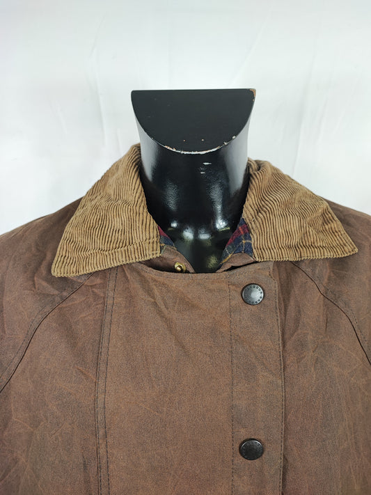 RARO Barbour STOCKMAN marrone vintage C40/102 cm Man Brown wax Long Coat Size Large