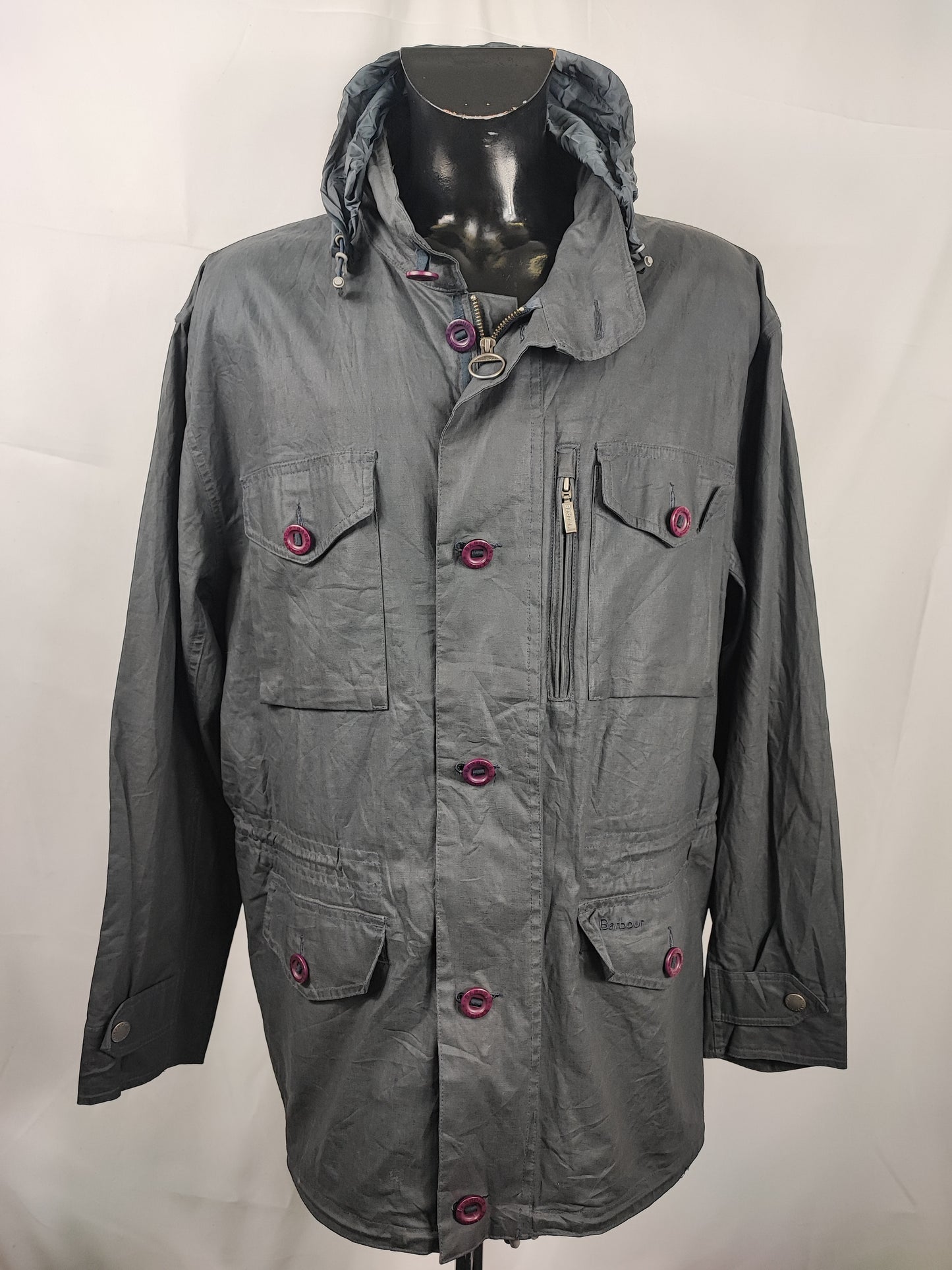Giacca Barbour blu da uomo leggera XXL Man Cotton Linen Sapper Jacket size XXL