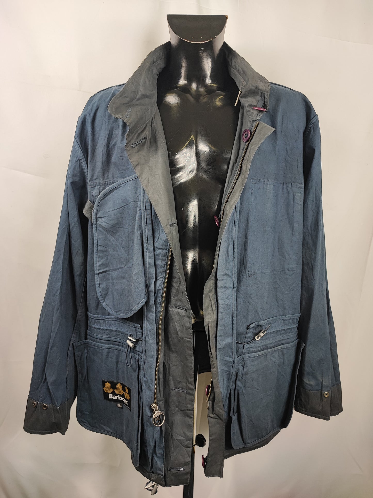 Giacca Barbour blu da uomo leggera XXL Man Cotton Linen Sapper Jacket size XXL