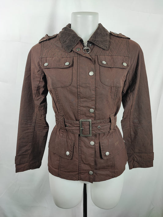 Giacca Barbour donna marrone corta UK8 XSmall Brown Lady Wax Piston jacket XSmall tg.38
