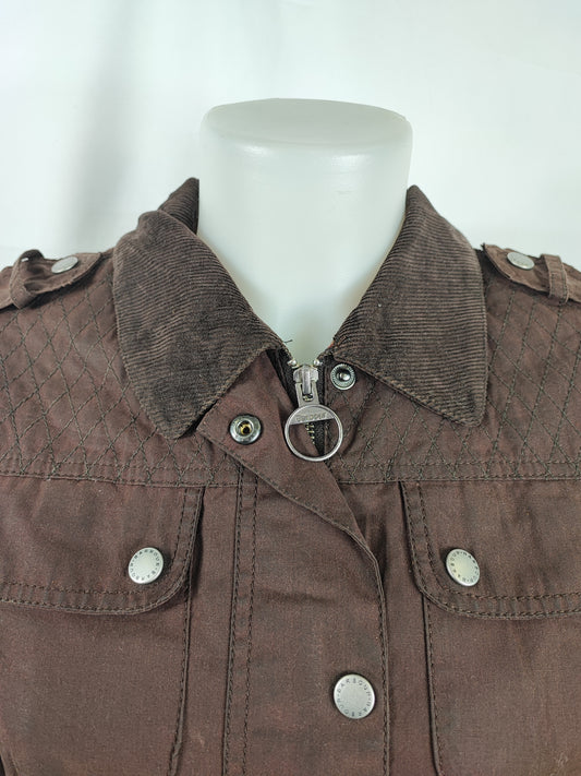 Giacca Barbour donna marrone corta UK8 XSmall Brown Lady Wax Piston jacket XSmall tg.38