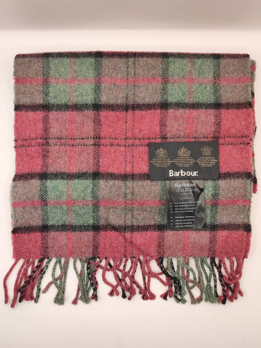 Sciarpa Barbour in lana rosa tartan