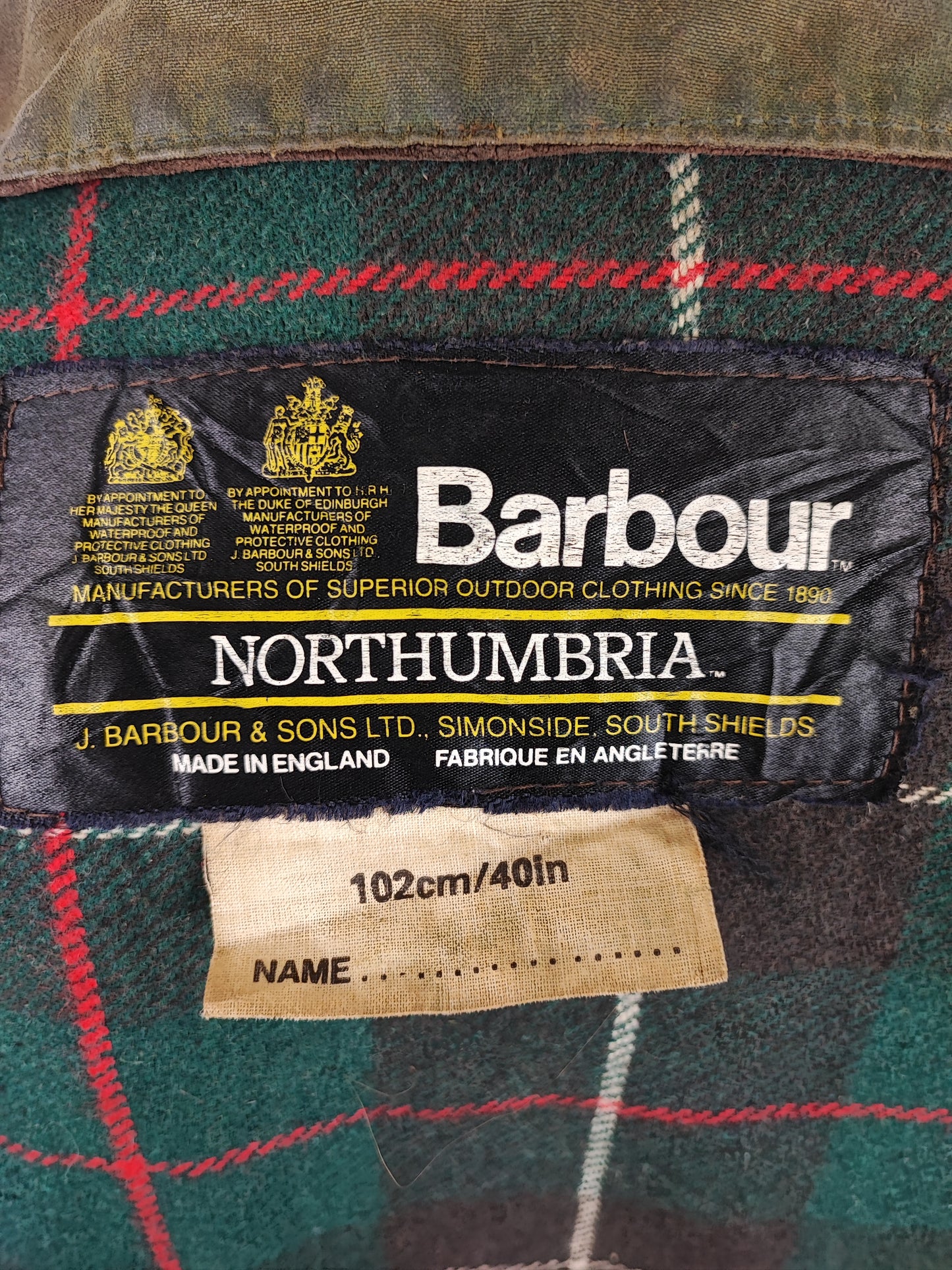 Giacca Barbour Vintage Northumbria C40/102cm-Green Waxed Northumbria Jacket Size Medium