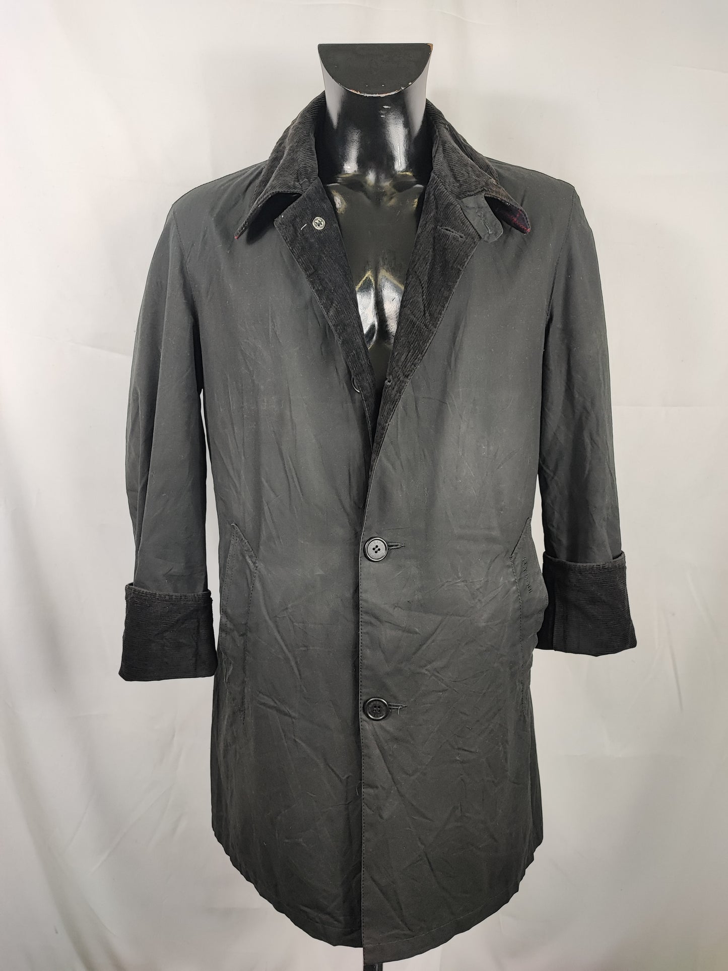 Trench Barbour Coater Nera Uomo cerata Medium Man Black Waxed Coater jacket size M